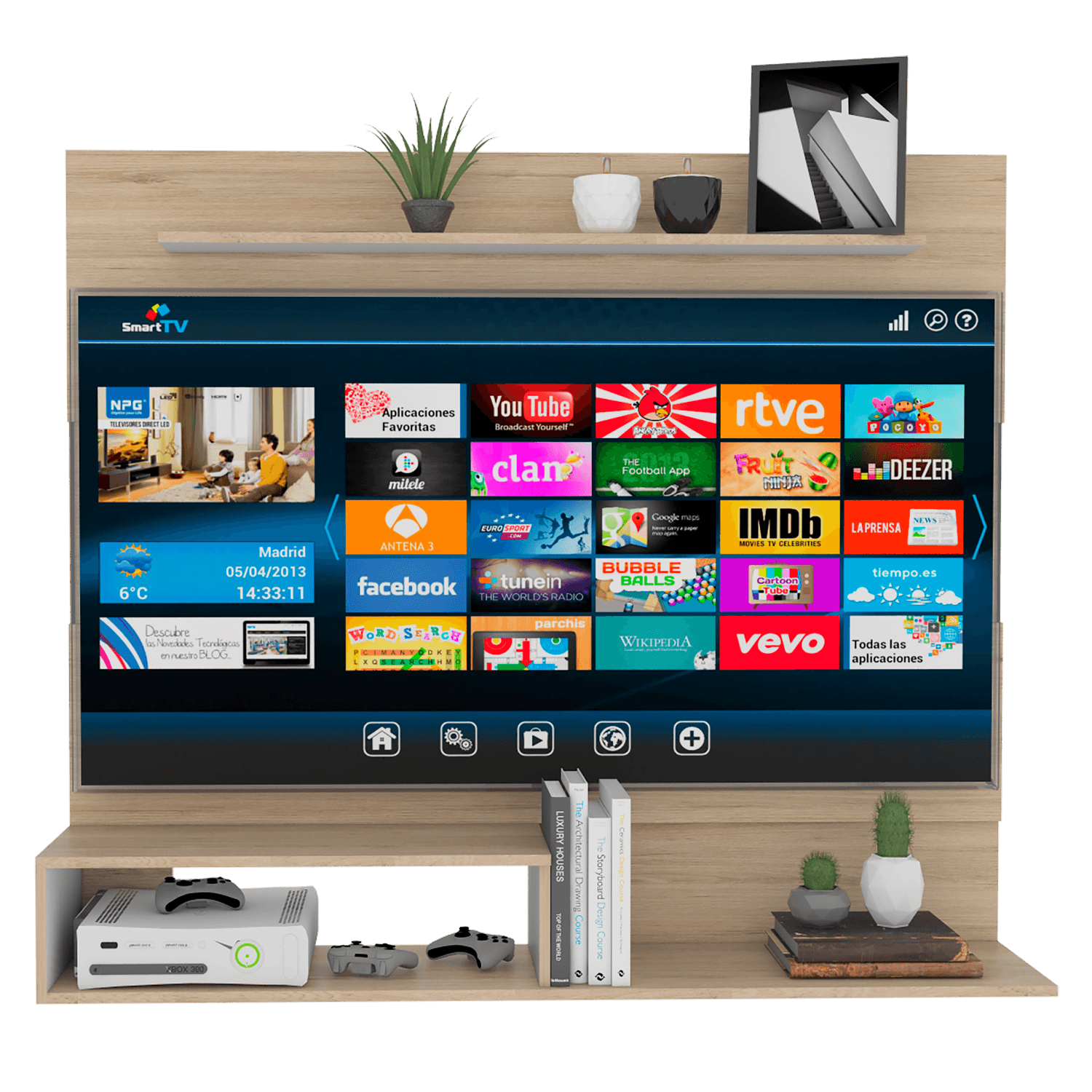 Panel Tv Beijint Rta Rovere + Blanco