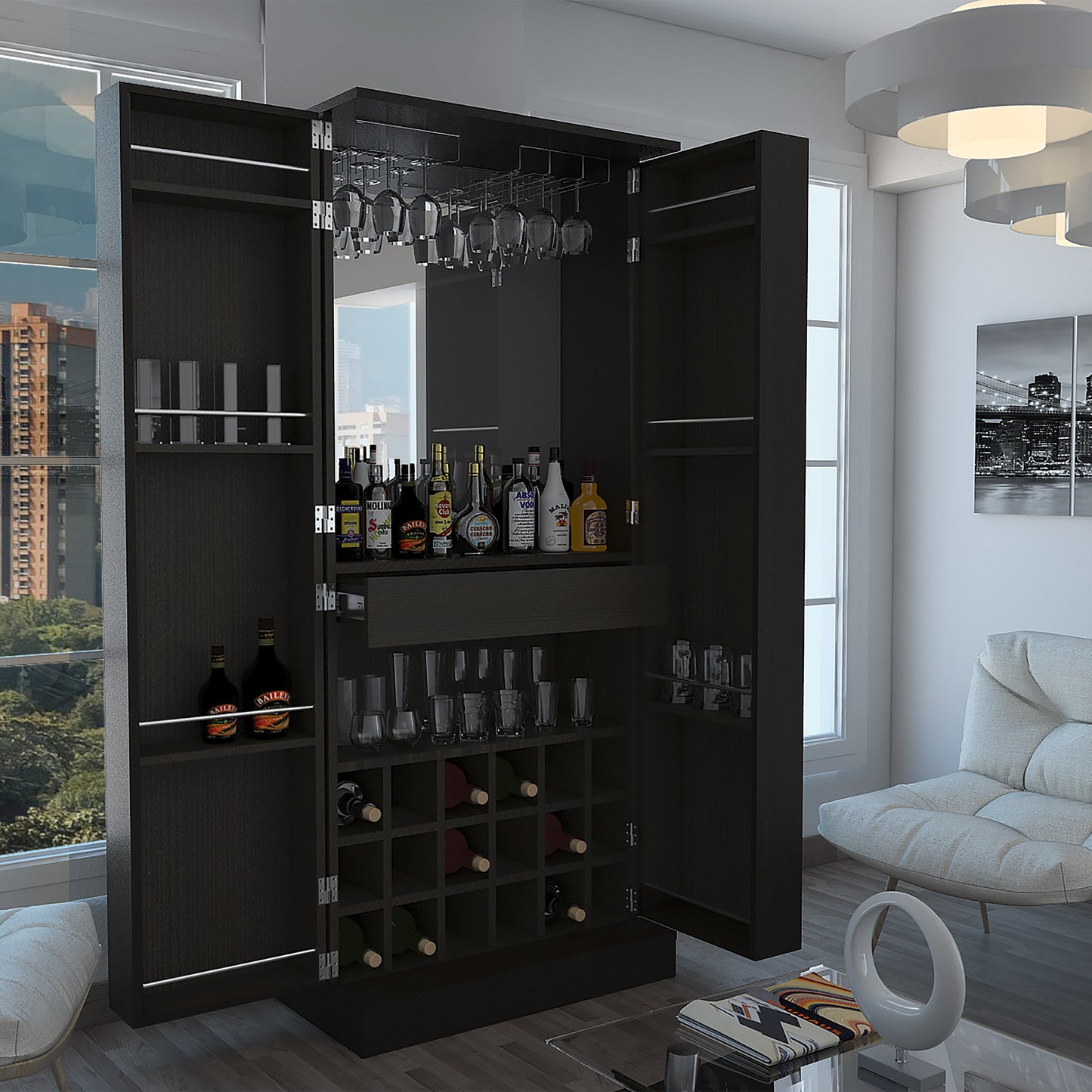 Bar Malbec Con Espejo Alto Rta Wengue