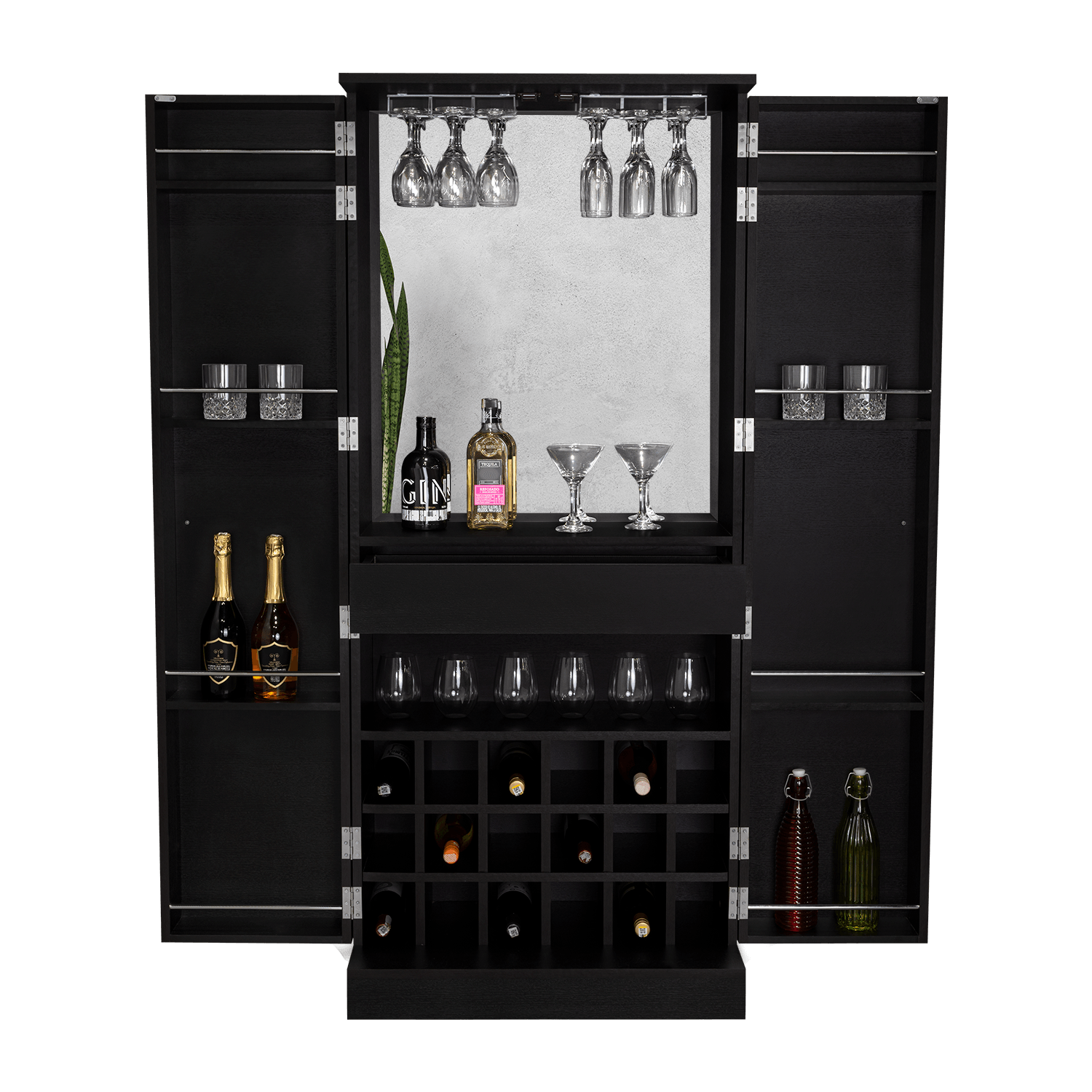 Bar Malbec Con Espejo Alto Rta Wengue