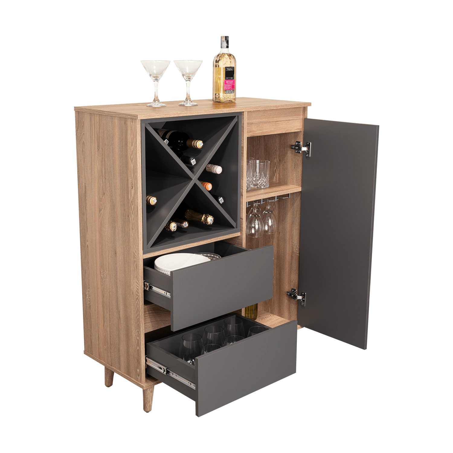 Mueble Bar Salem Miel+Plomo