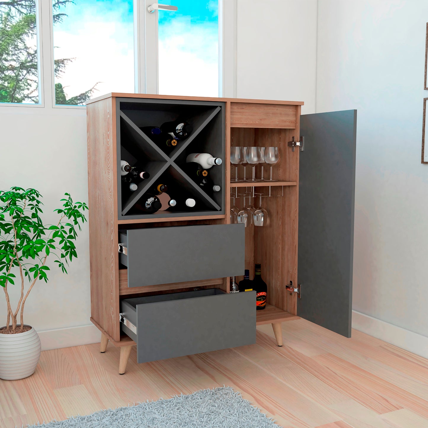 Mueble Bar Salem Miel+Plomo