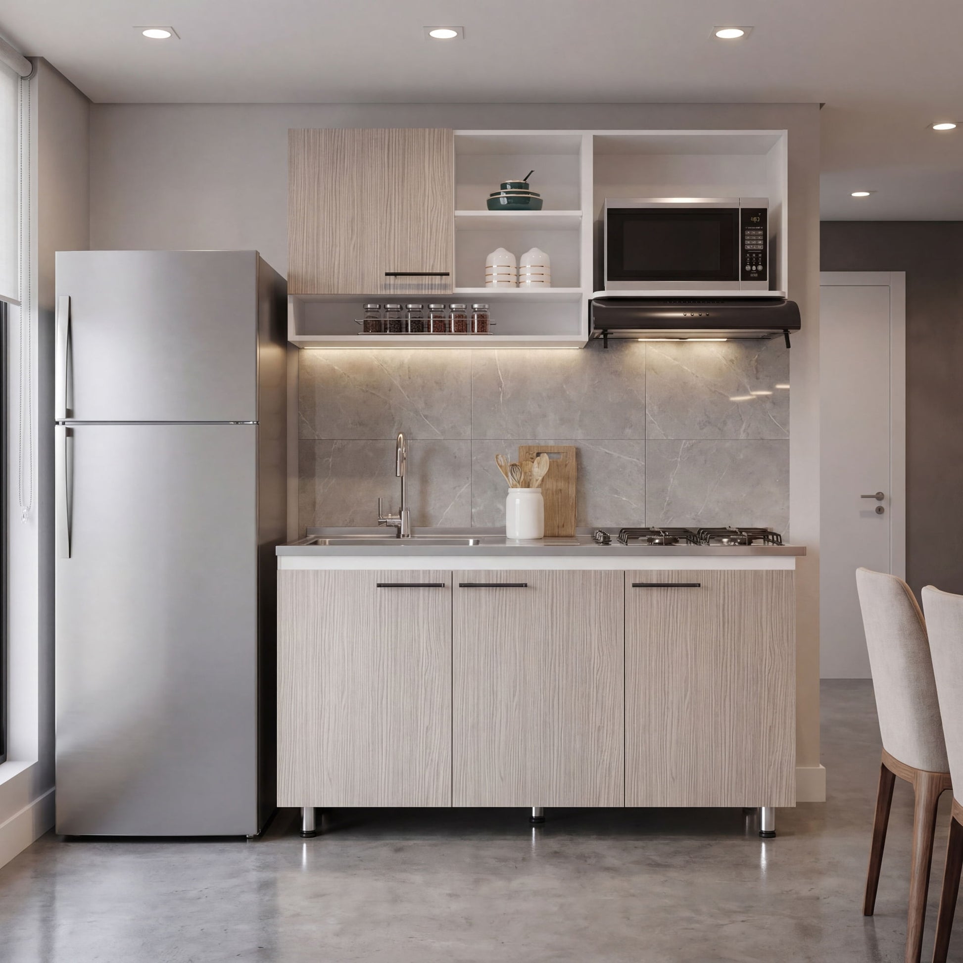 Cocina Orquidea Derecha 210X150X53 Rta Blanco Positano
