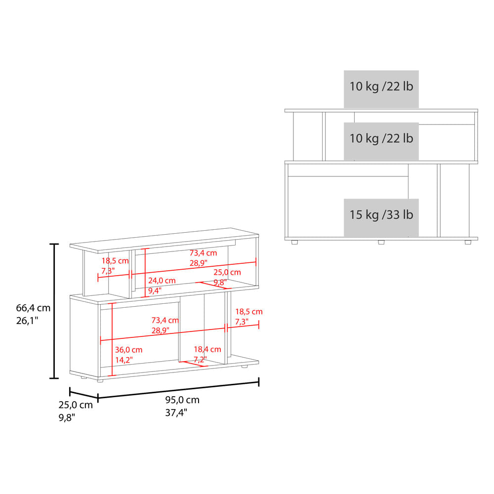 Mesa De Sofá Asimetrica 66X95X25 Rta Fresno Europo Zf