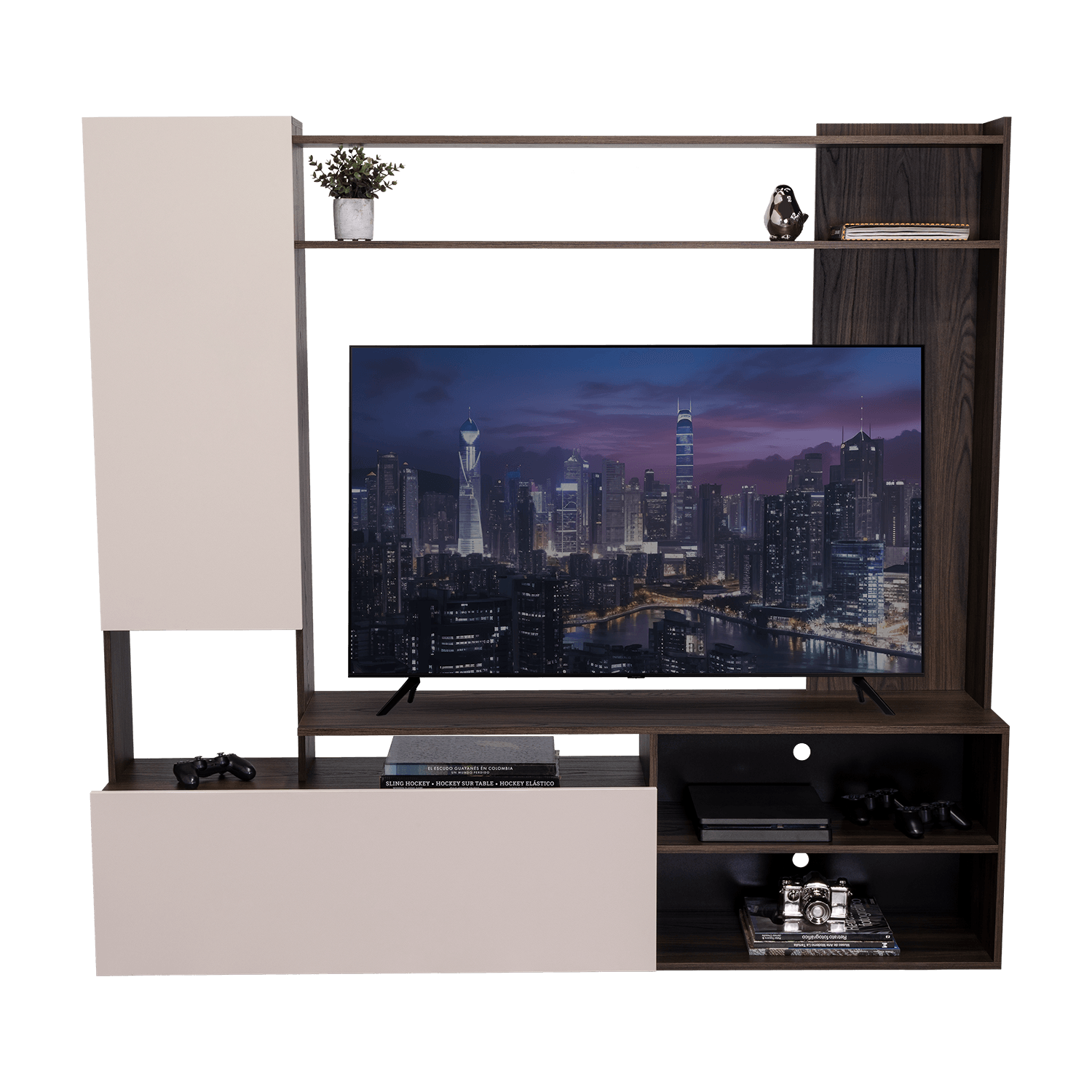 Centro De Tv 60" Renens 167X178X36 Rta Nogal Capri