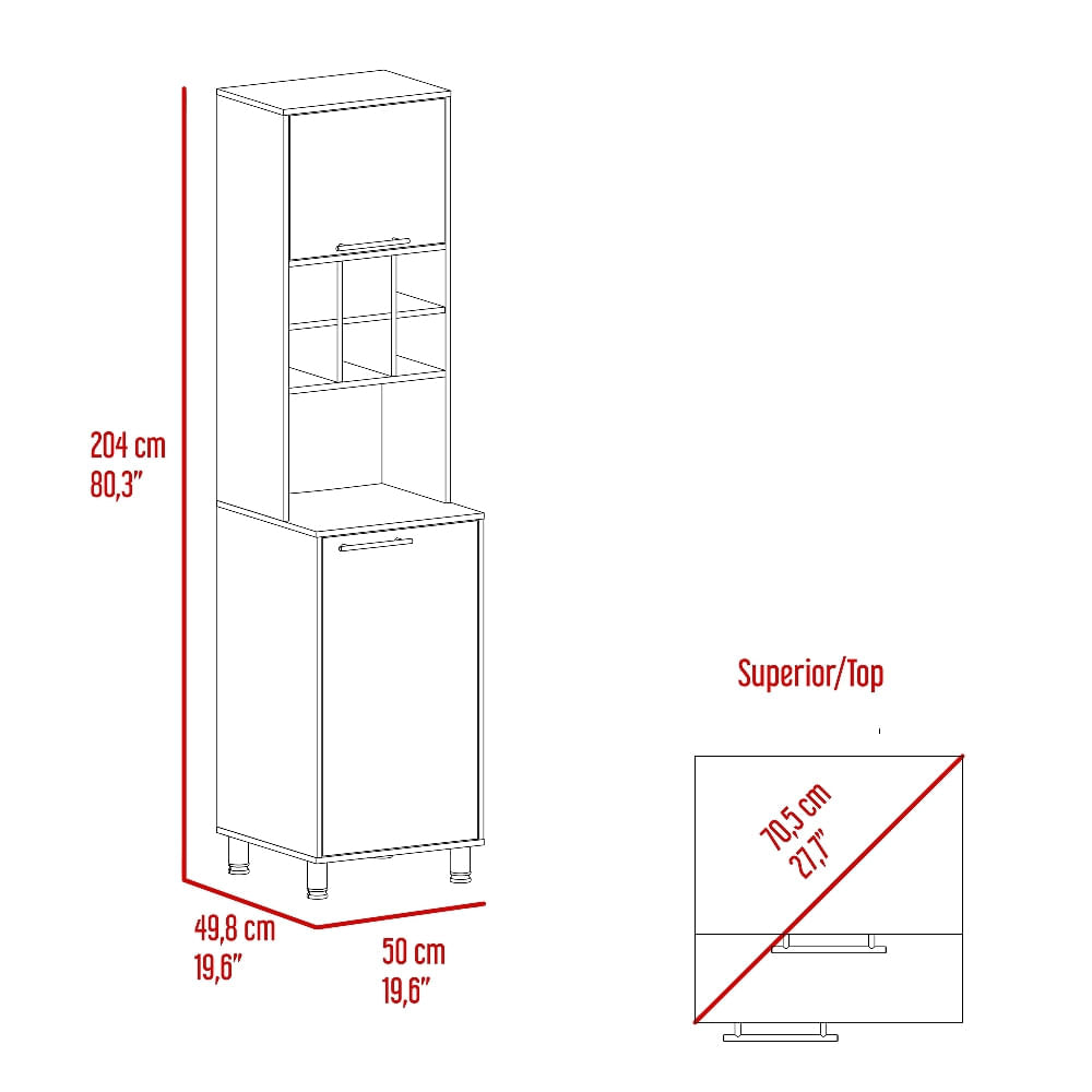 Mueble Alacena Attica Rta 204X50X49 Rta Blanco Duna