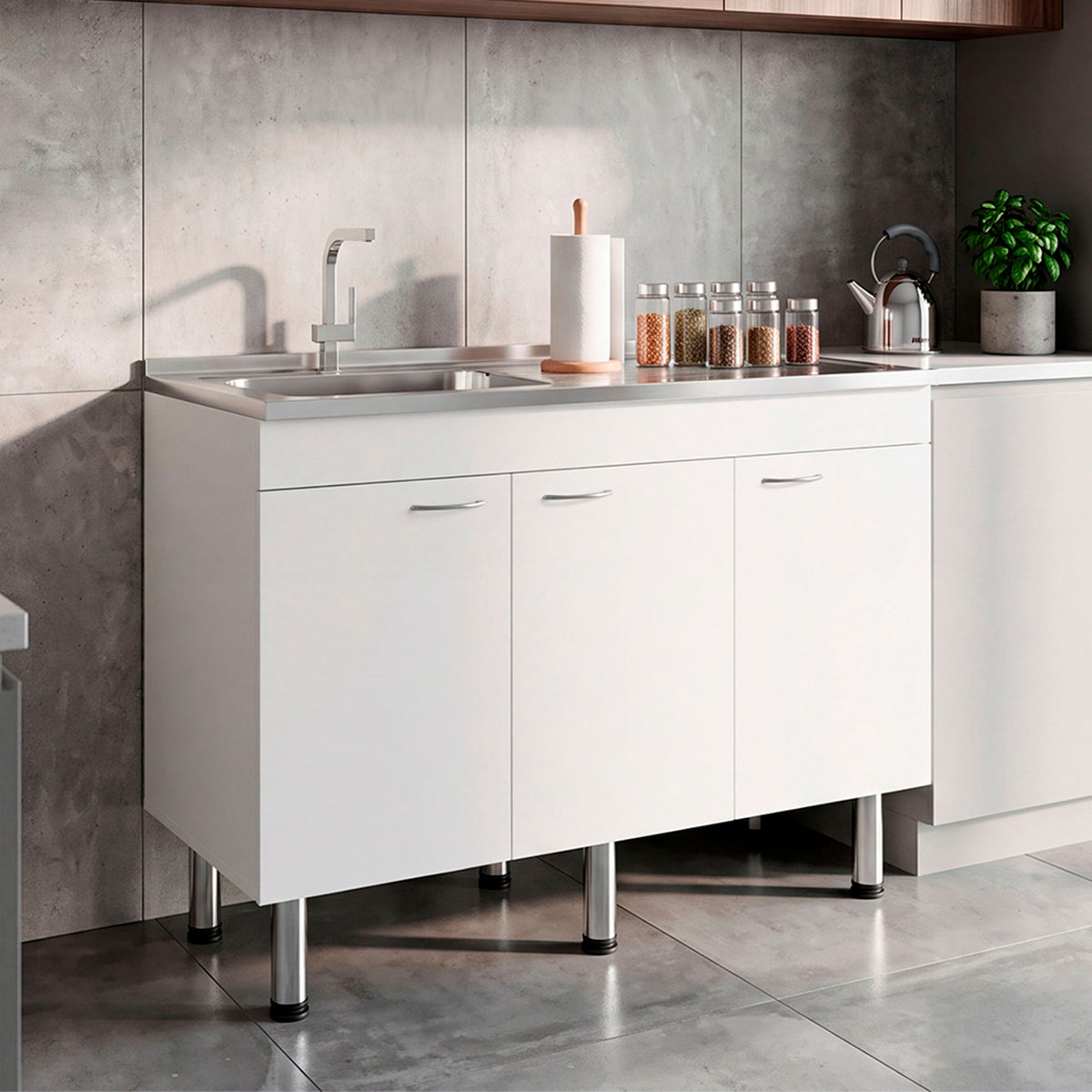 Mueble Inferior De Cocina Oceana 90X120X35 Rta Blanco Zf