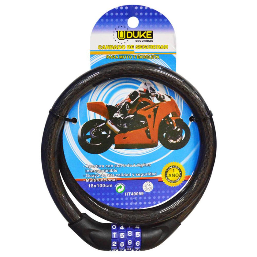 Candado Moto Clave Uduke 4 Digitos1 Ano Garantia Ht40059