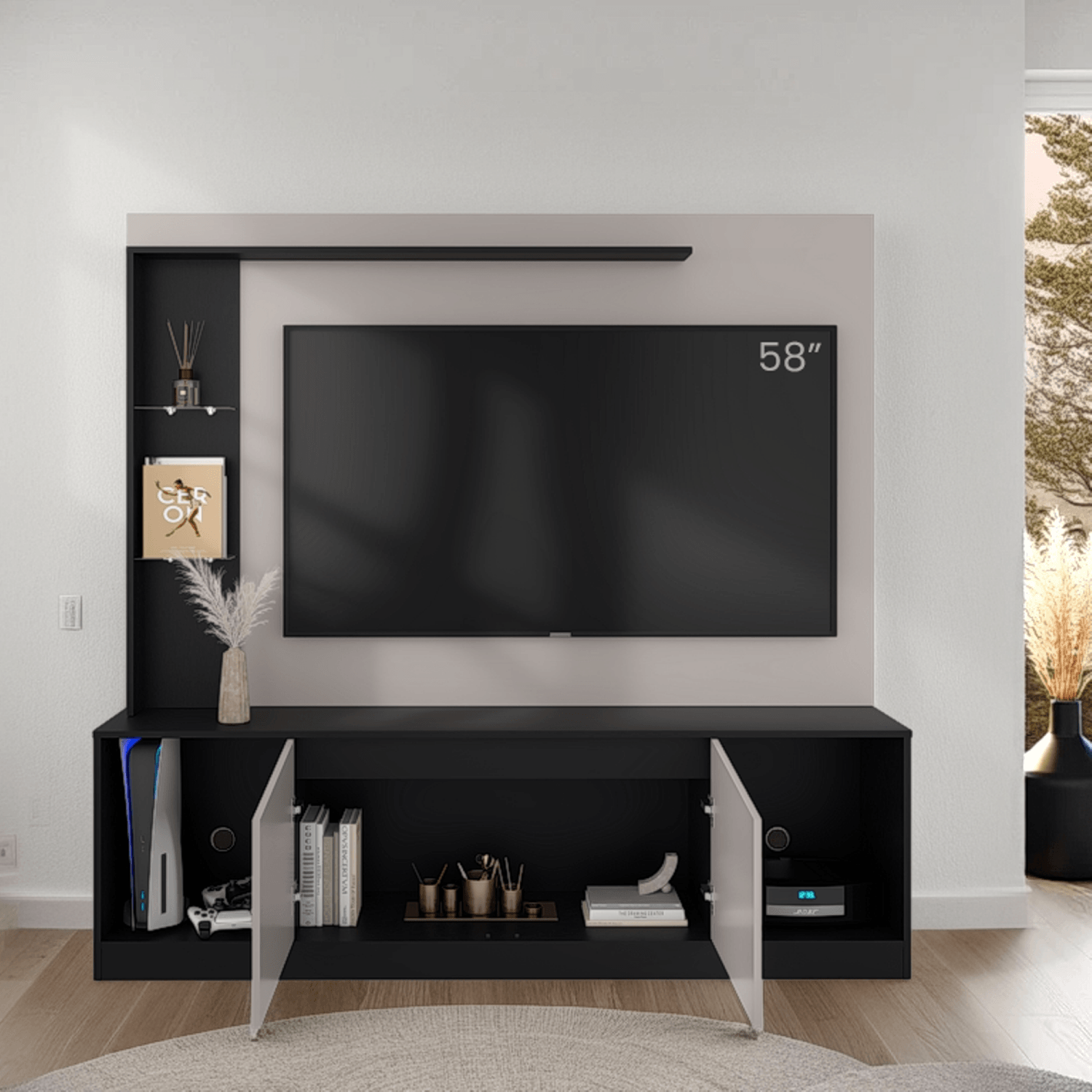 Centro De Tv 65" Cuera 174X180X35 Rta Capri Wengue