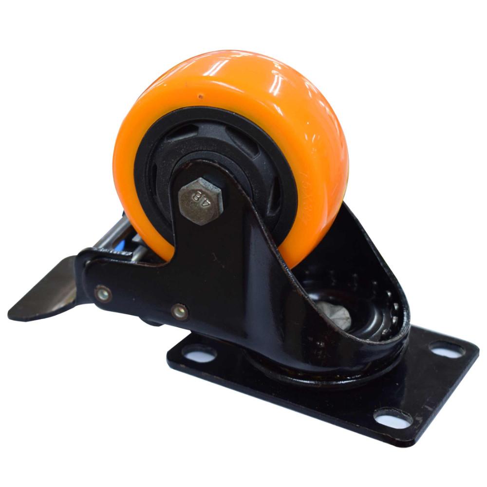 Rodachines 3 Plano Naranja Con Freno Giratorio 75Mm 100Kg Individual Ht40090