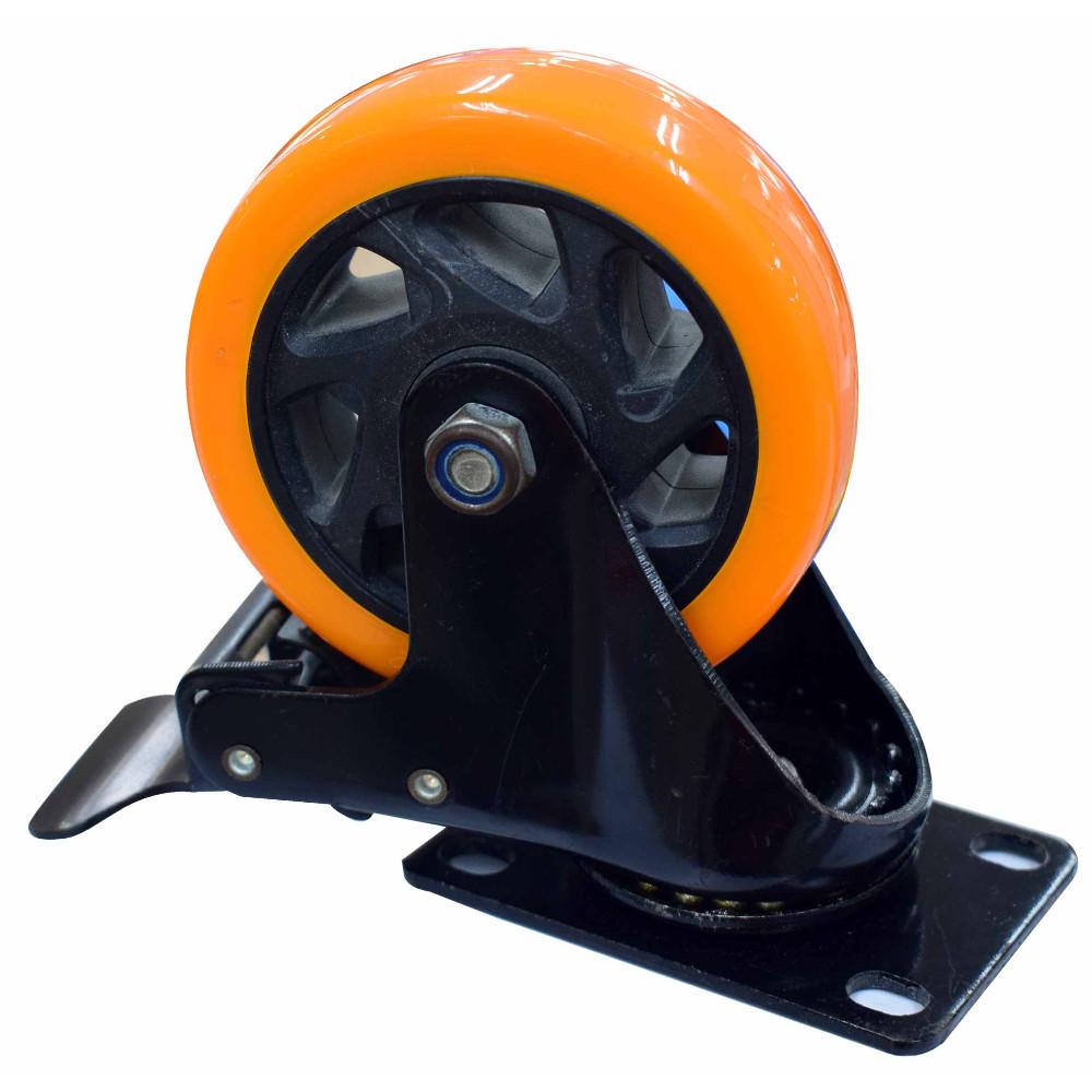 Rodachines 4 Plano Naranja Con Freno Giratorio 100Mm 120Kg Individual Ht40091