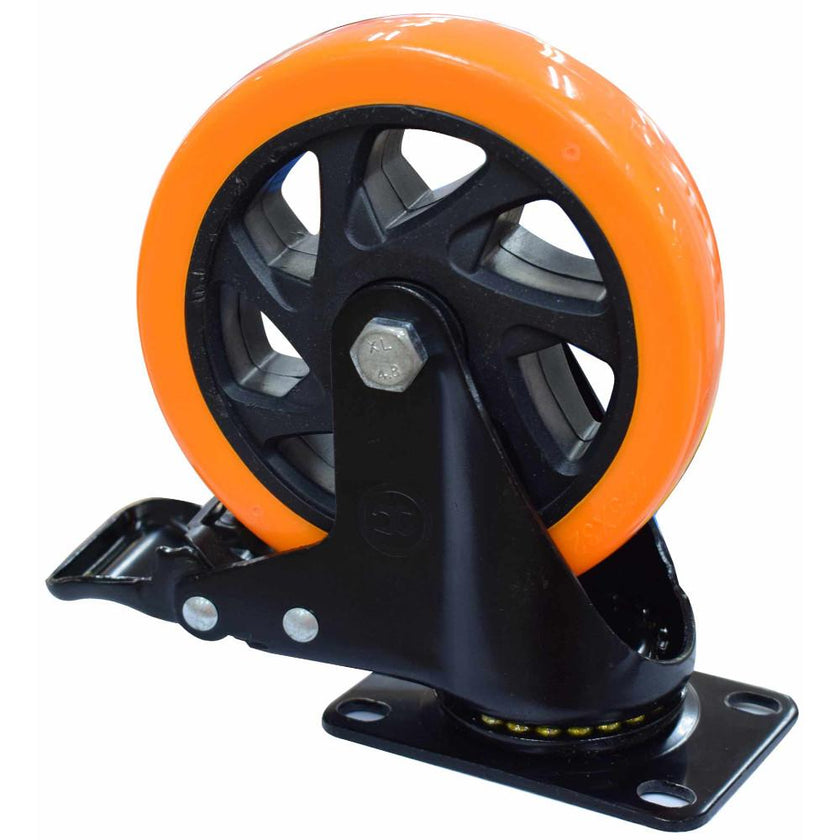 Rodachines 5 Plano Naranja Con Freno Giratorio 125Mm 150Kg Individual Ht40092