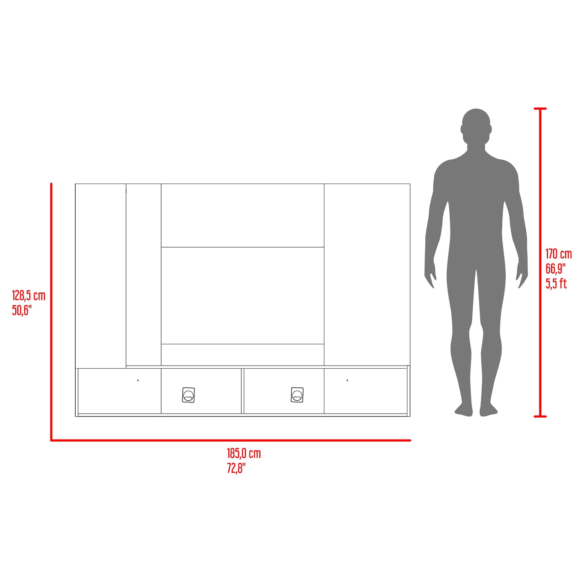Panel Tv 65 Beta 128X185X29 Rta Wengue Mamba