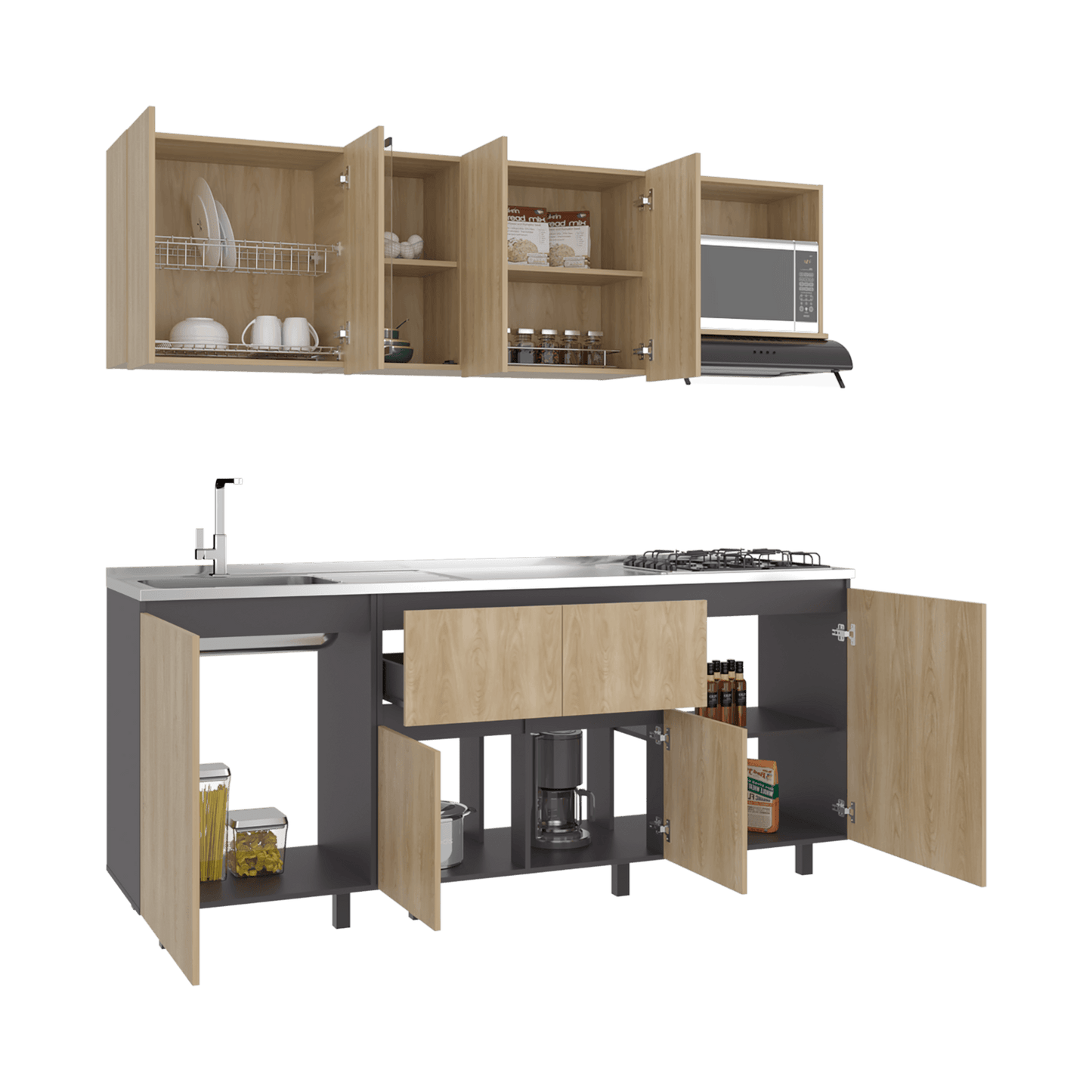 Cocina 2,10 Amantia Rta Fresno Plomo