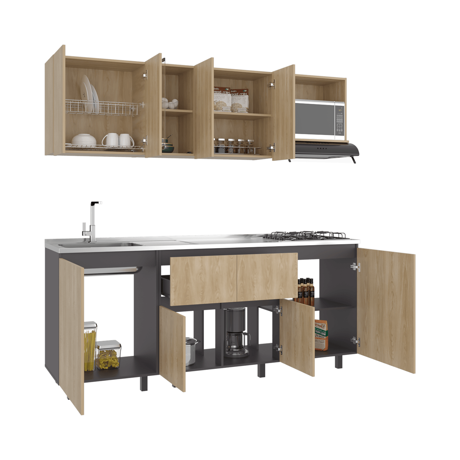 Cocina 2,10 Amantia Rta Fresno Plomo