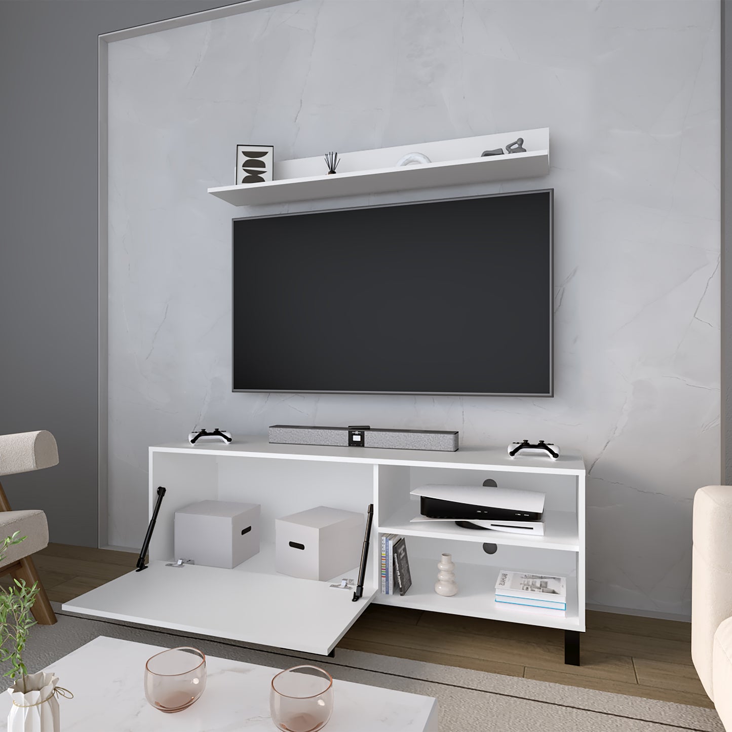 Mueble Para Tv  Bryce 53X140X40 Rta Blanco Zf