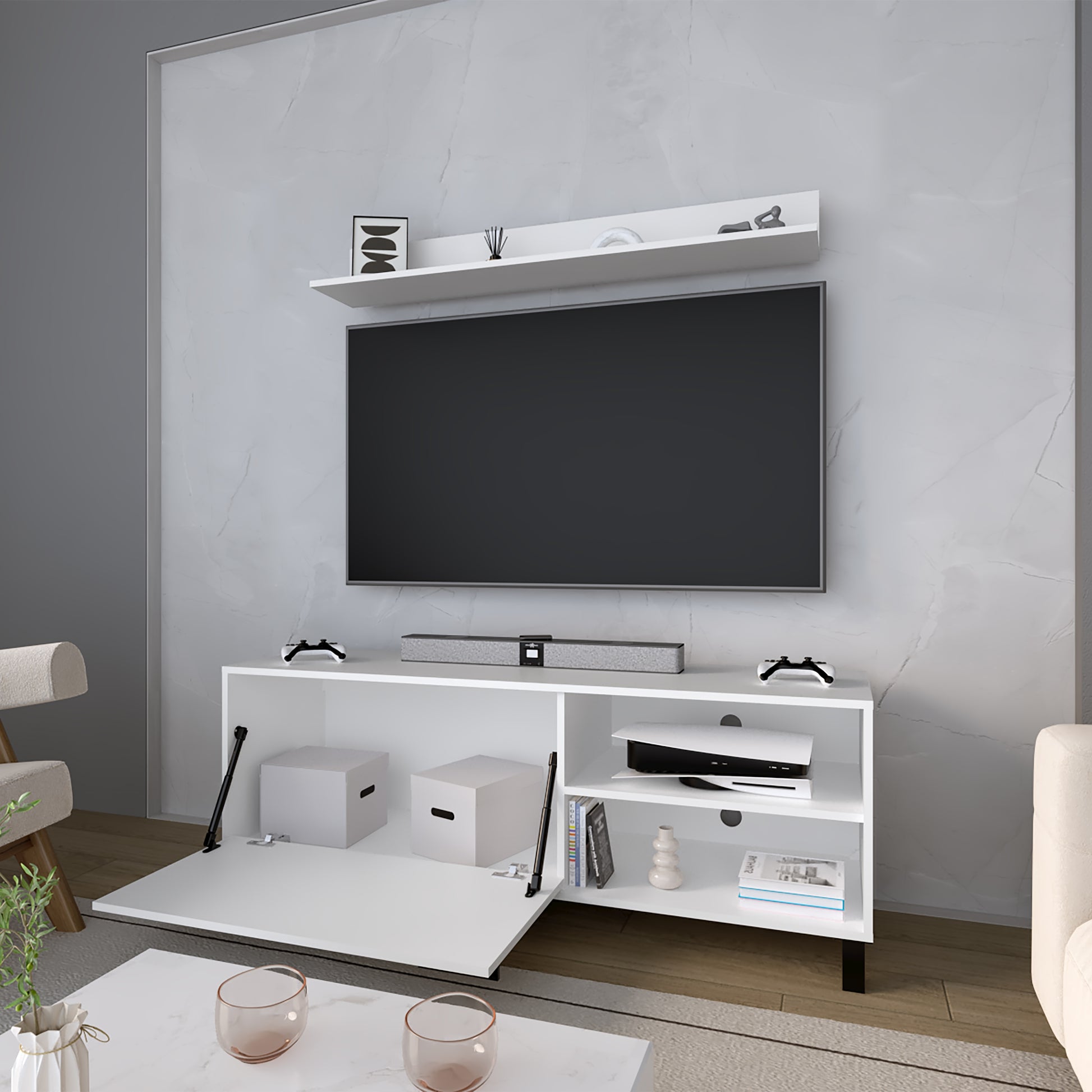 Mueble Para Tv  Bryce 53X140X40 Rta Blanco Zf