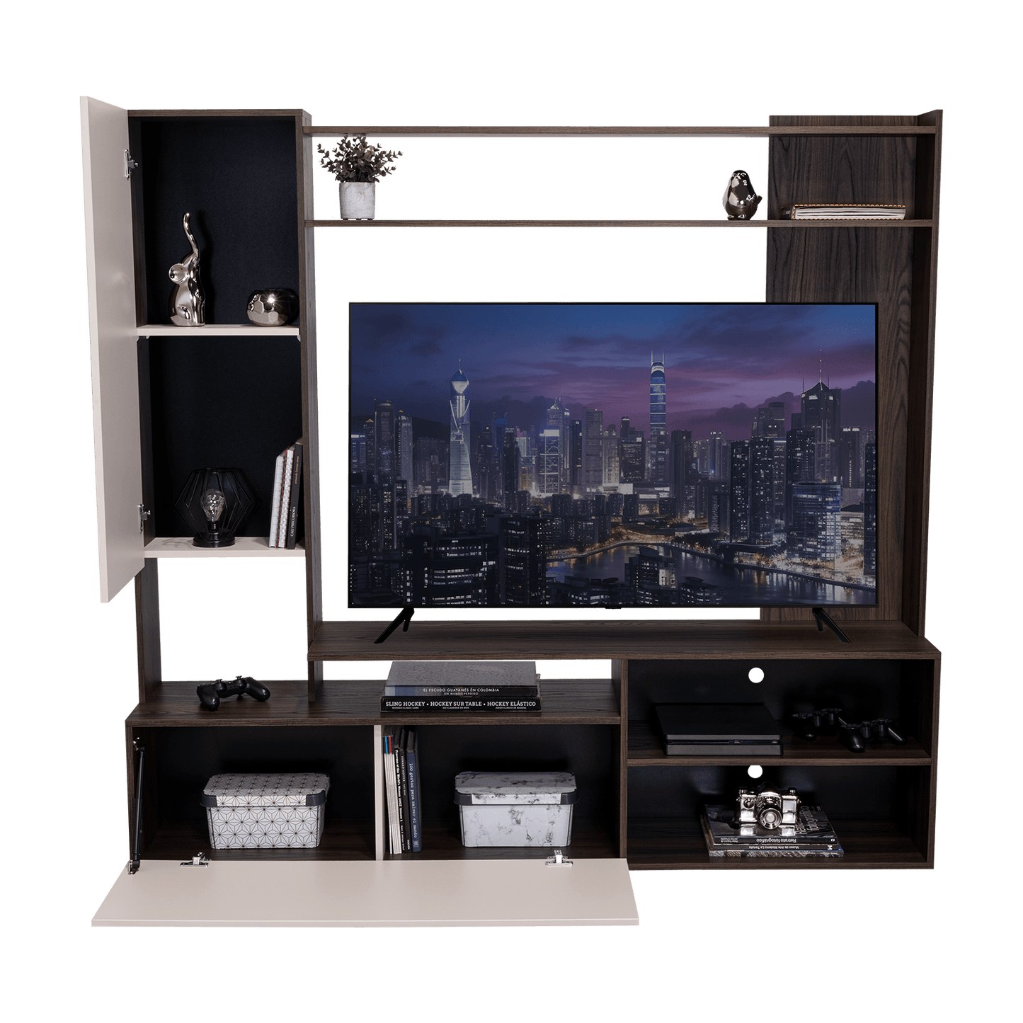 Centro De Tv 60" Renens 167X178X36 Rta Nogal Capri