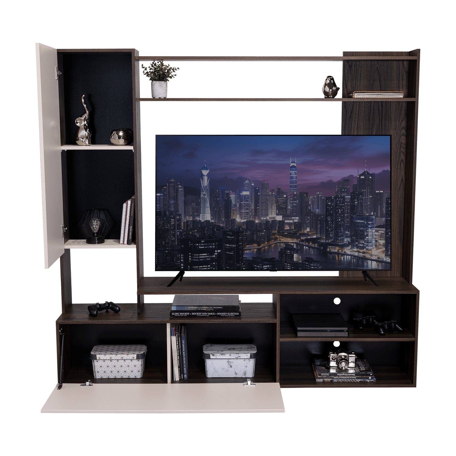Centro De Tv 60" Renens 167X178X36 Rta Nogal Capri