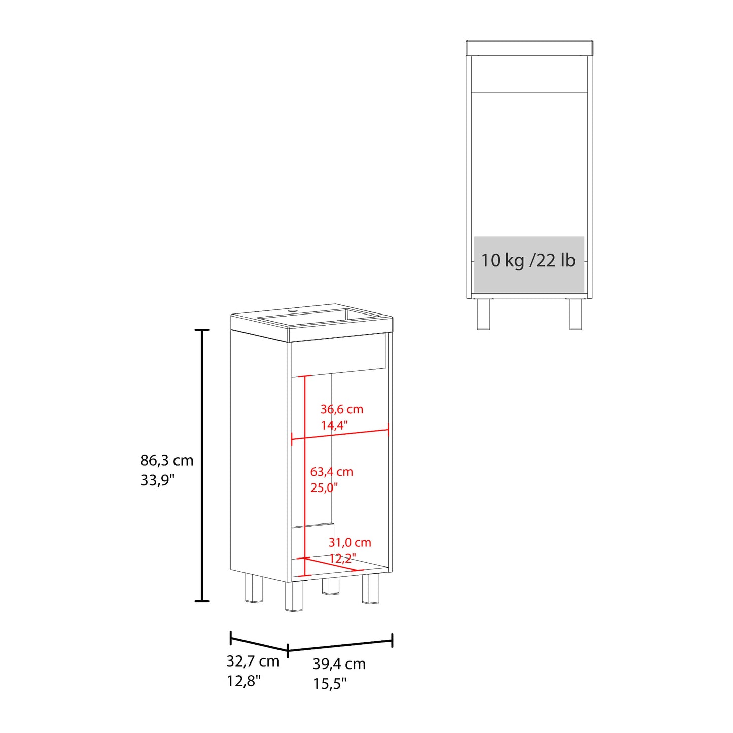Mueble Para Lavamanos Oxford 86X39X32 Rta Wengue Zf