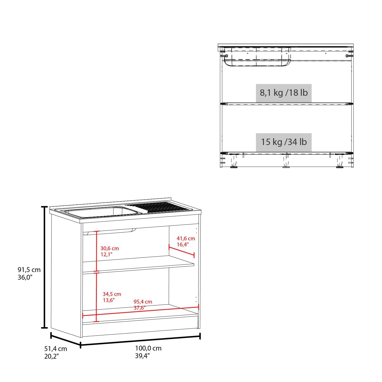 Mueble Inferior De Cocina Zurich 88X98X52 Rta Blanco Mqz Zf
