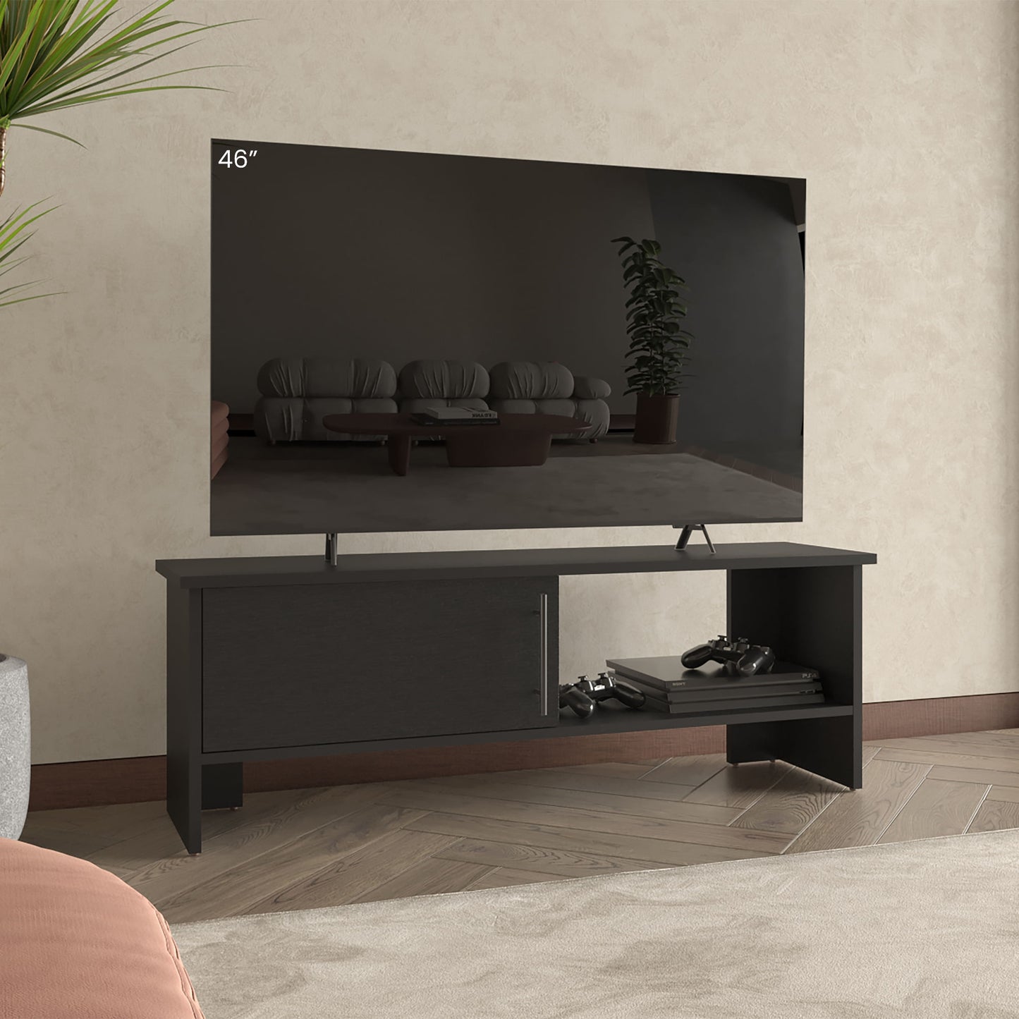 Mesa De Tv Navia Con Puerta 42X120X31 Rta Wengue Zf
