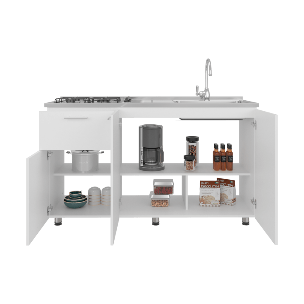 Mueble Inferior Cocina 150 Creta 88X150X40 Blanco Zf