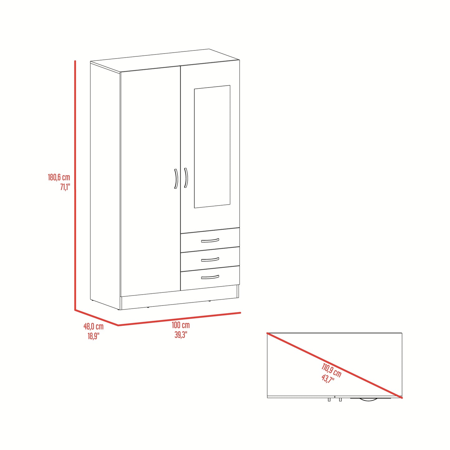 Closet Marfil 180X100X48 Rta Wengue Zf