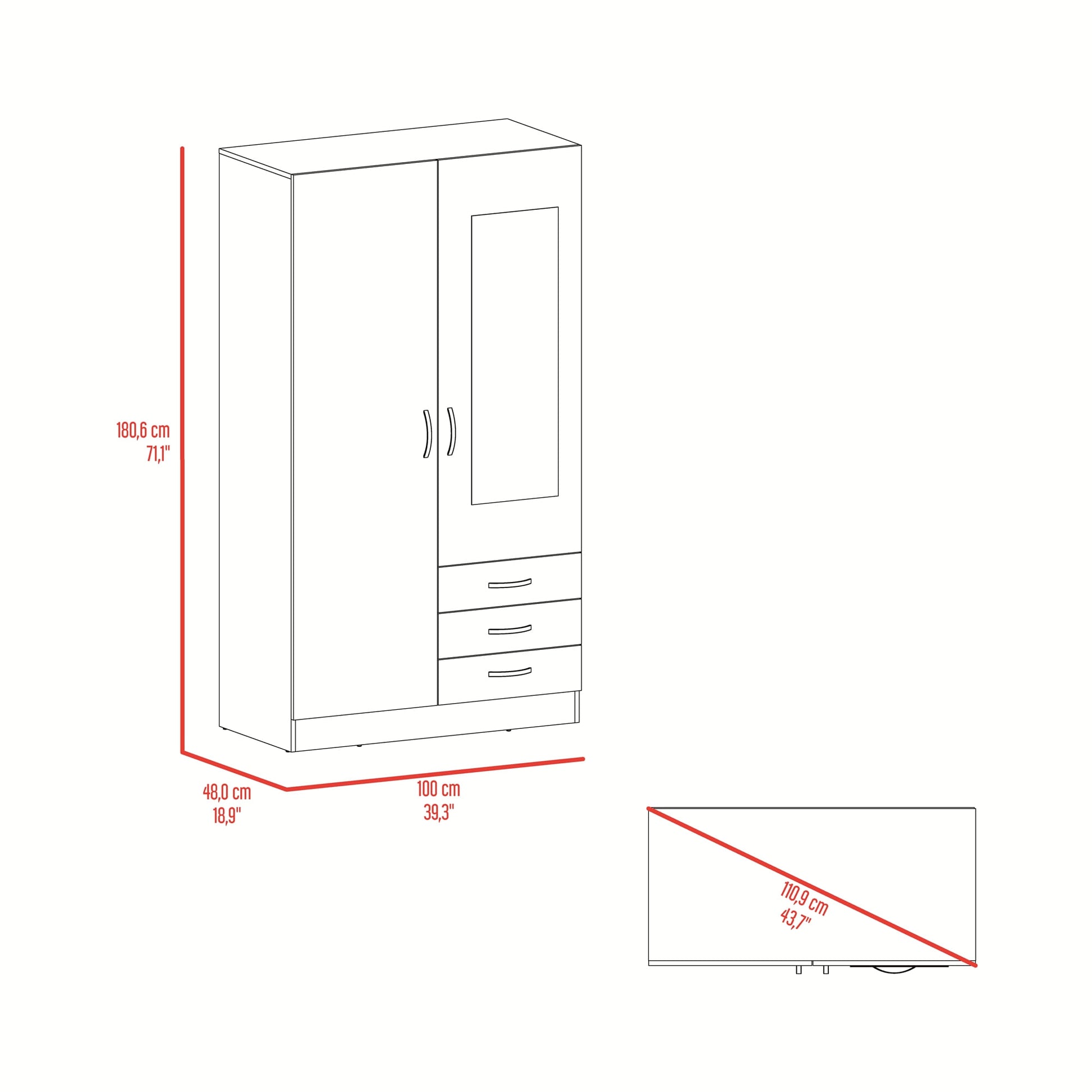 Closet Marfil 180X100X48 Rta Wengue Zf