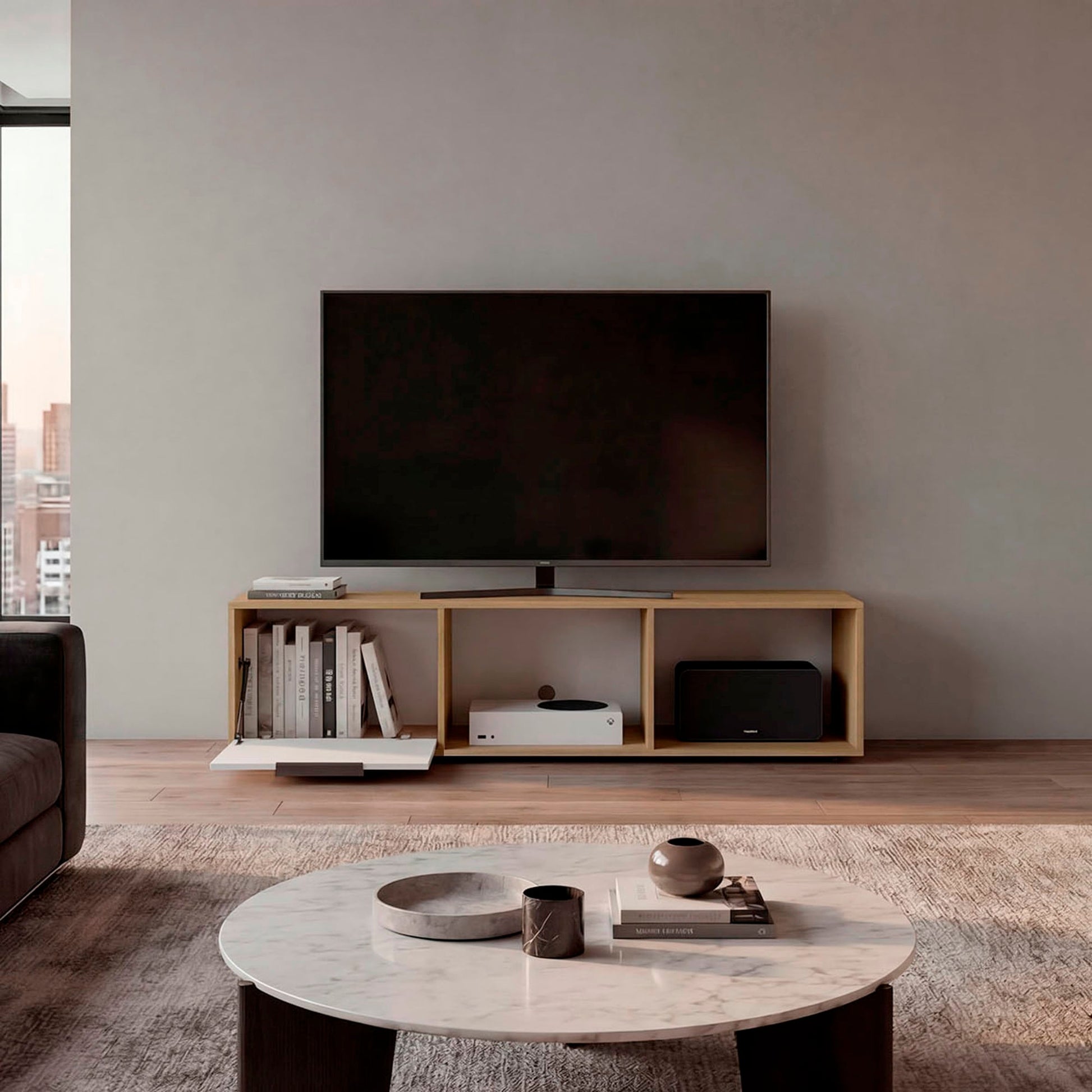 Rack De Tv 65" Dorne 41X162X35 Rta Fresno Blanco Zf
