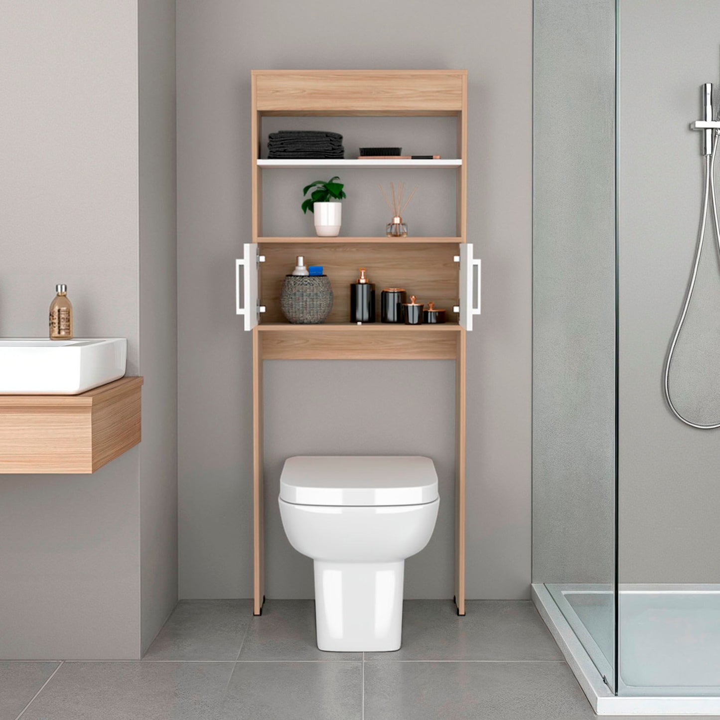 Mueble Optimizador Wc Bath Bi Color Rta Fresno Blanco