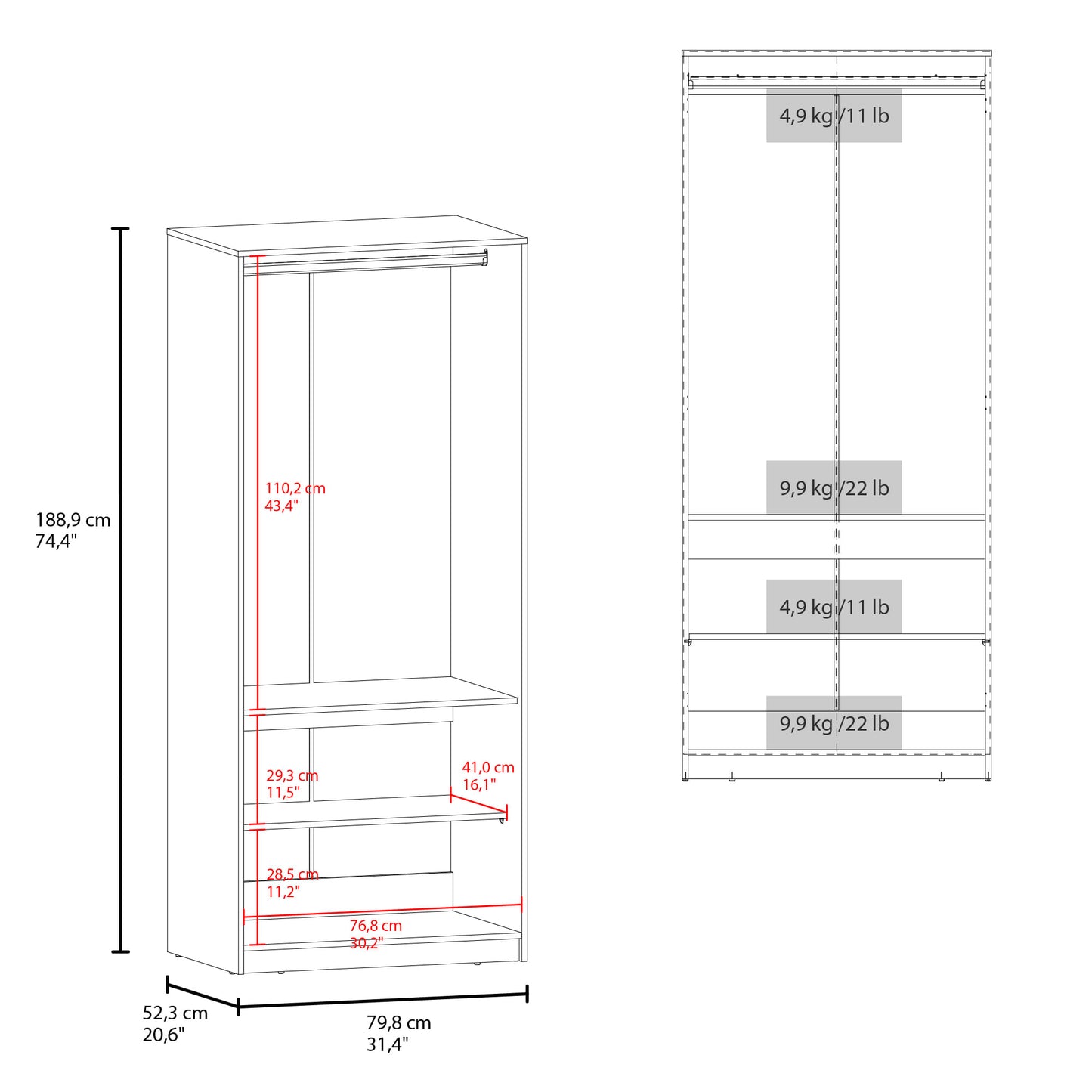 Closet Wenden 189X80X52 Rta Wengue Zf