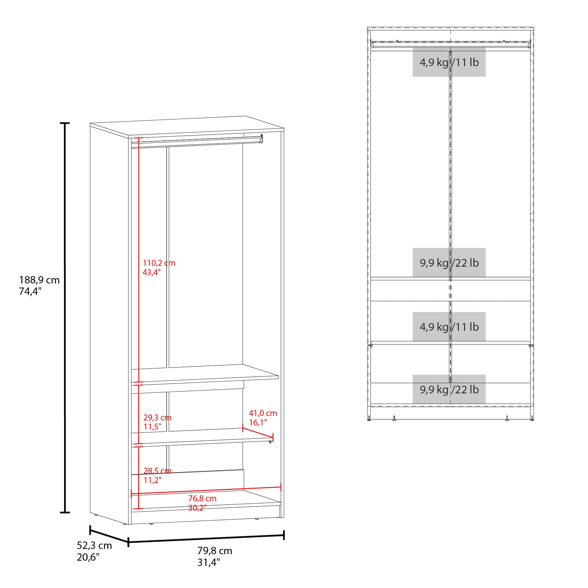Closet Wenden 189X80X52 Rta Wengue Zf