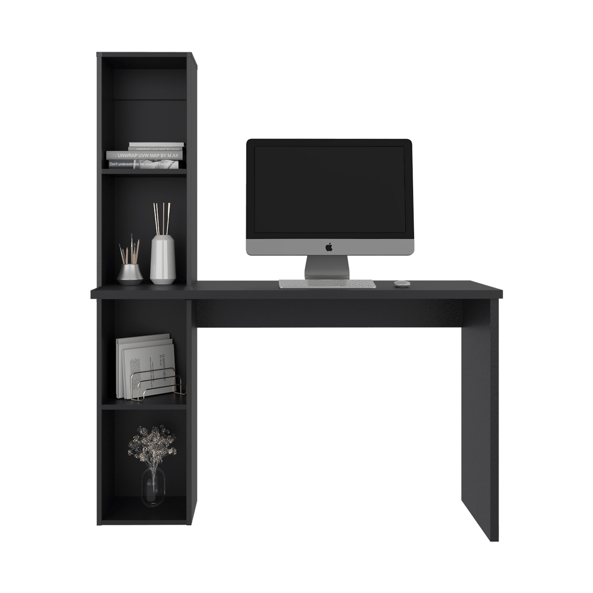 Escritorio Biblioteca Aston 145X120X45 Rta Wengue Zf