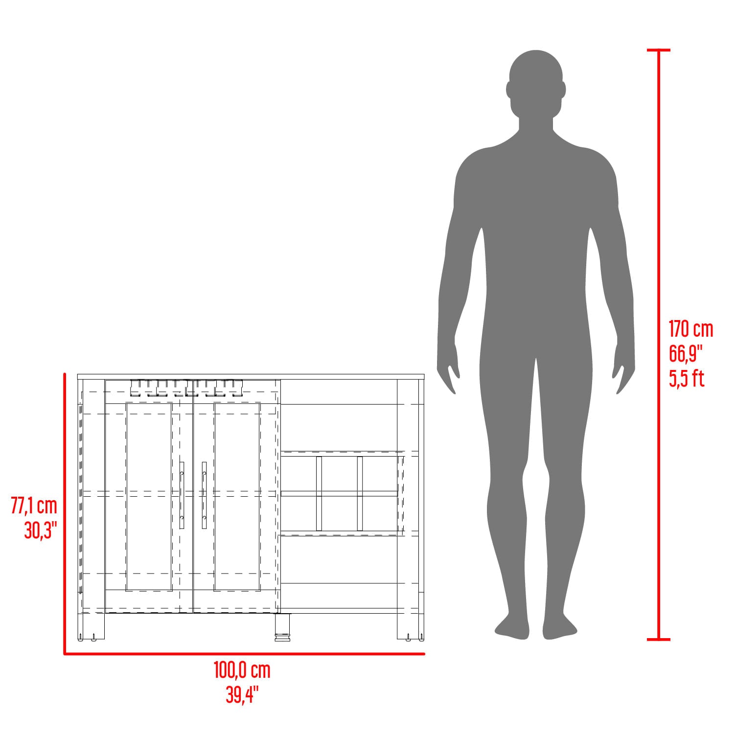 Bar Berkley 77X100X37,6 Rta Plomo+Fresno Europeo