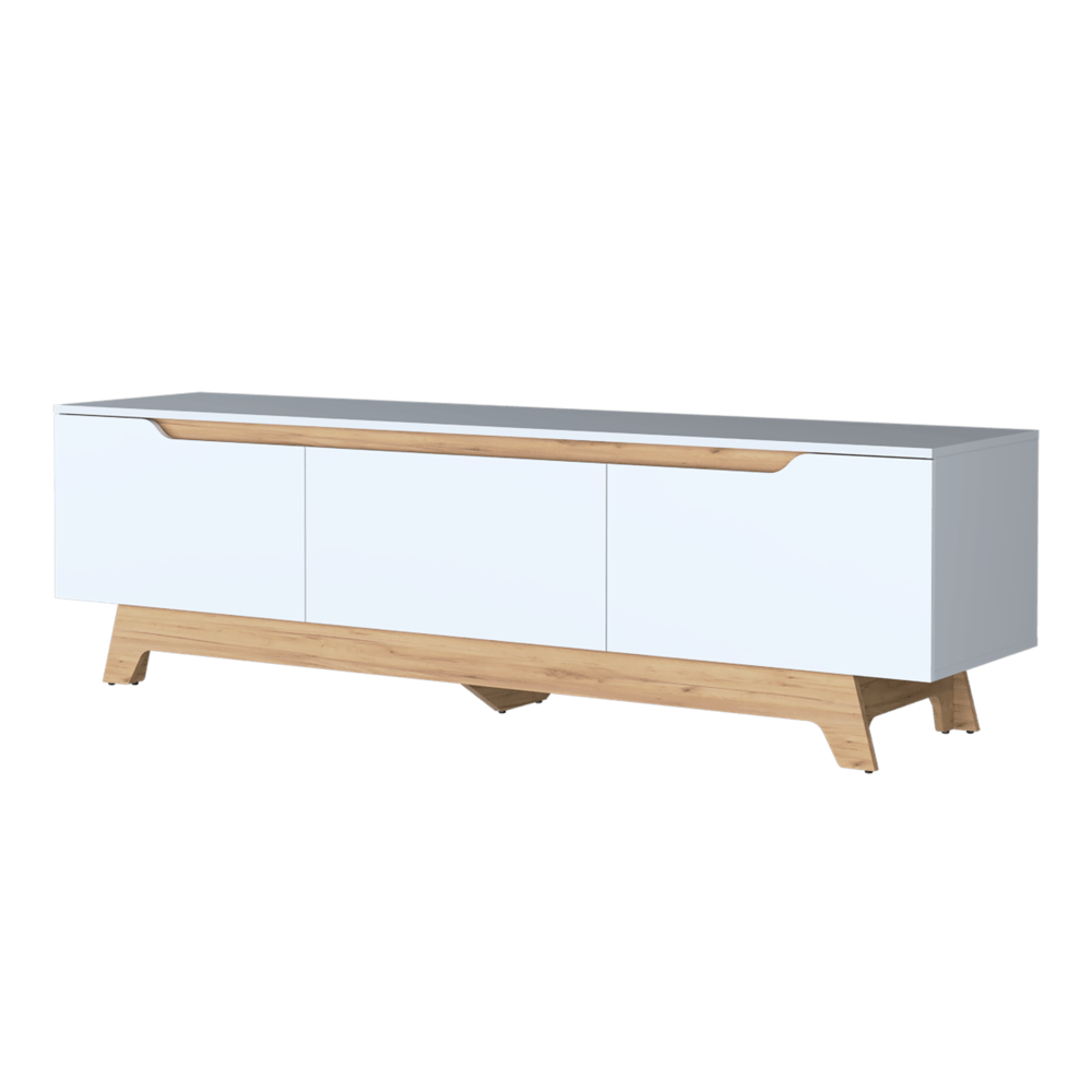 Centro De Entretenimiento Woodall Tv 80'' 53X180X45 Rta Blanco Fresno Zf