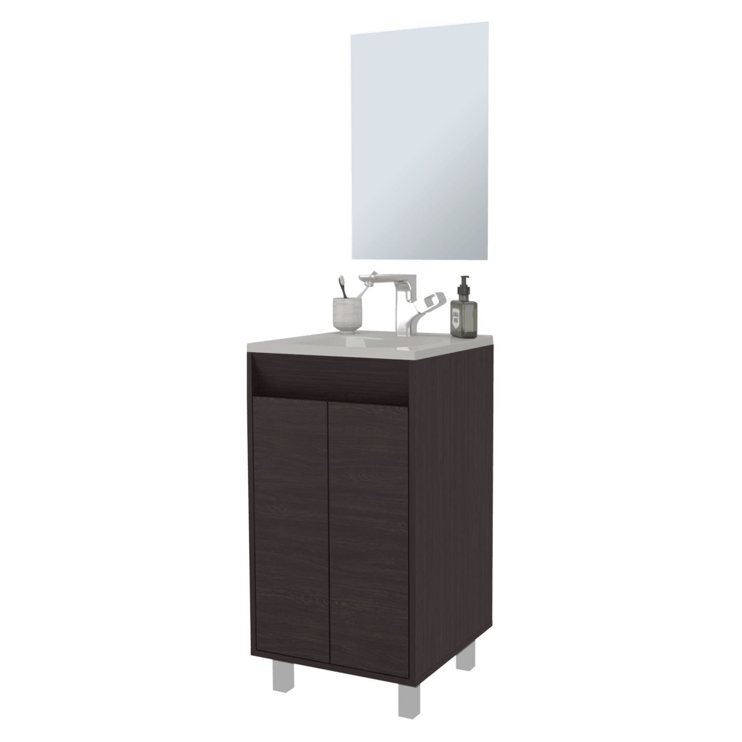 Set Mueble De Baño Brandy + Espejo Bolonia 84X45X45 Rta Wengue Zf