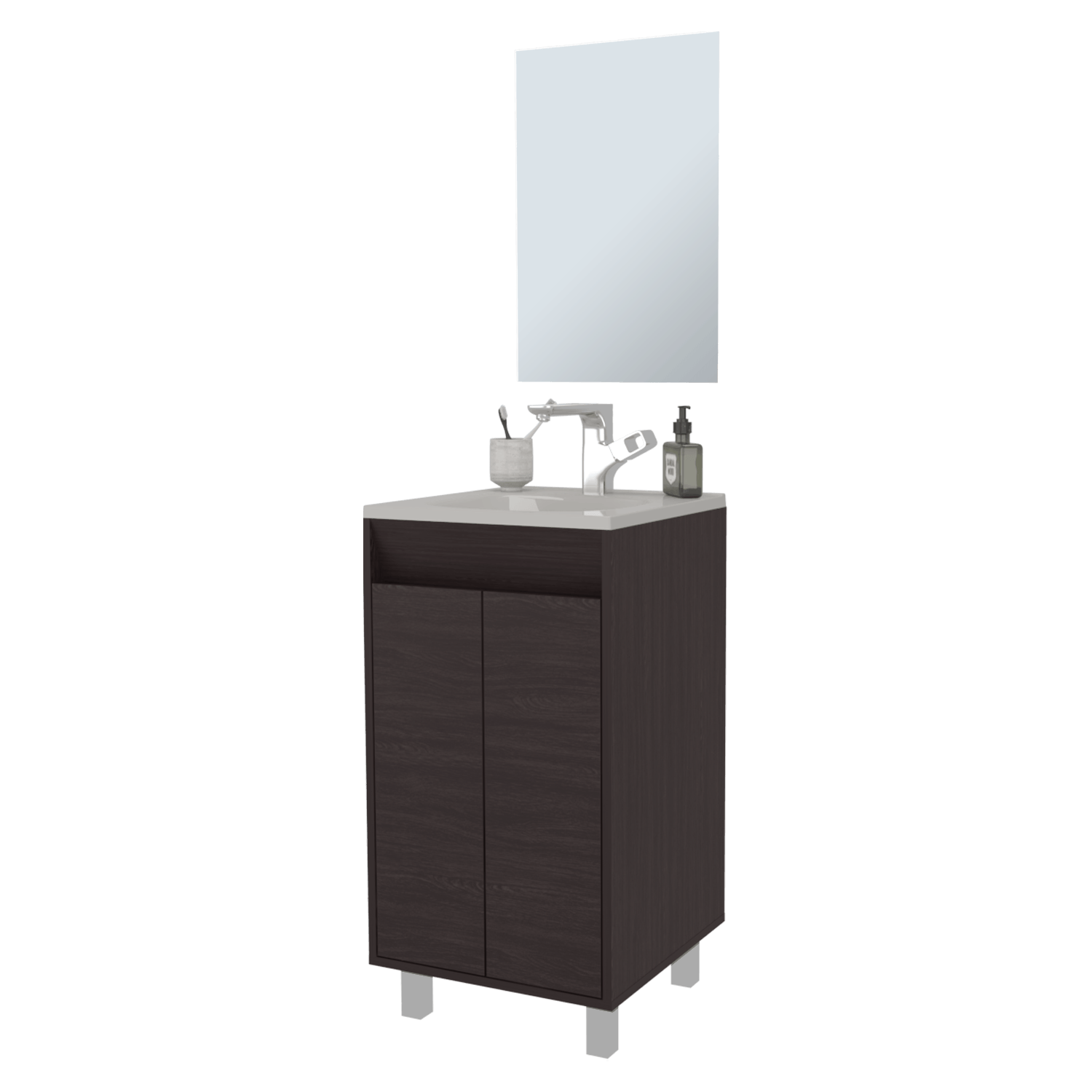 Set Mueble De Baño Brandy + Espejo Bolonia 84X45X45 Rta Wengue Zf