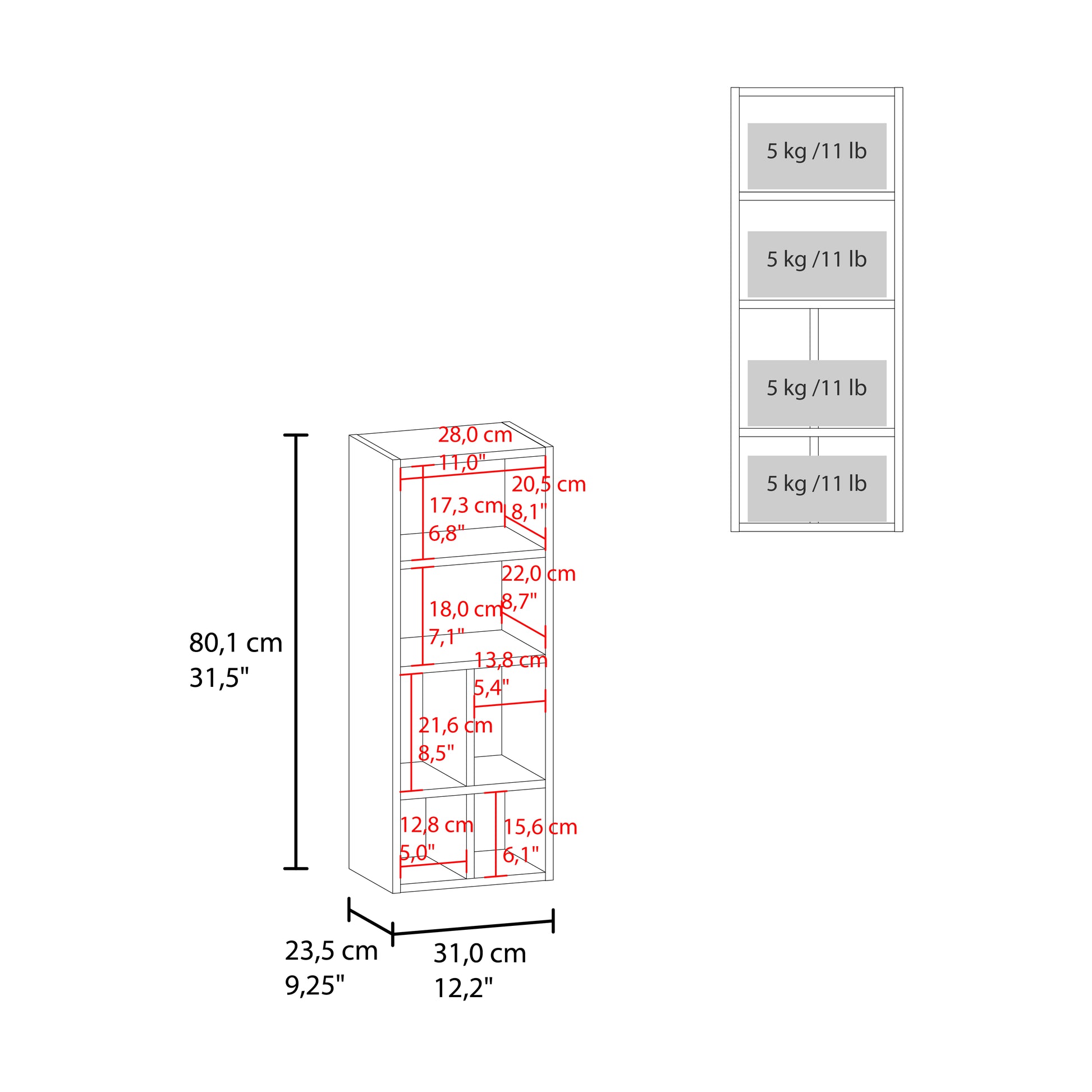 Gabinete Pared Niwot 80X31X23 Rta Blanco Zf
