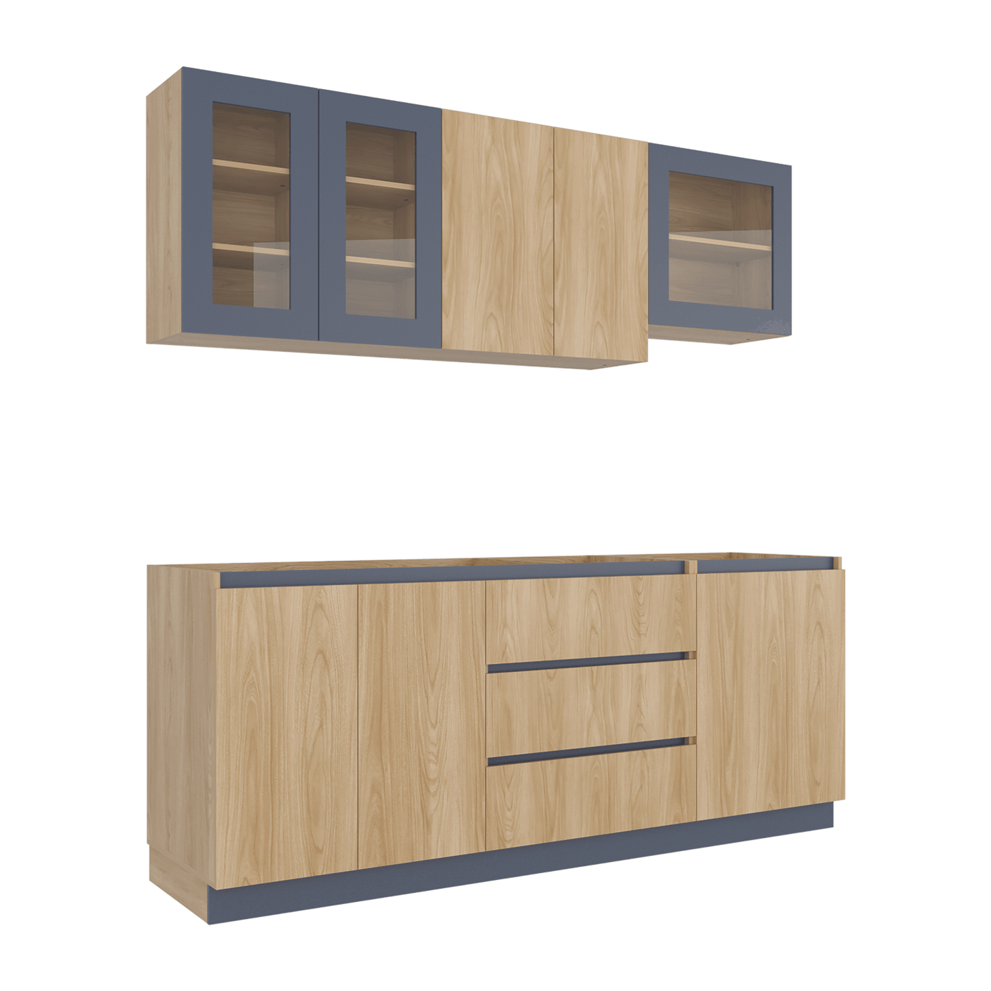 Cocina 210 Solana 70X210X32 Rta Fresno Eu Azul Marino