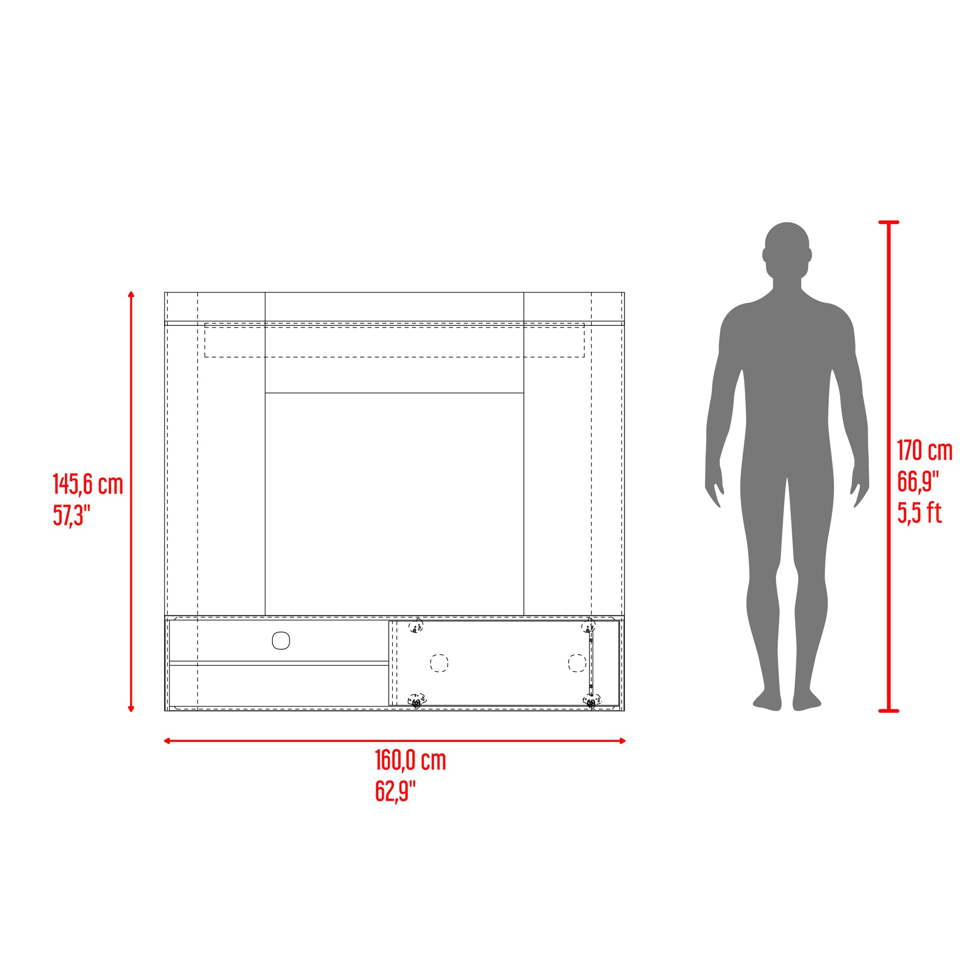 Panel Tv Bigaf 145,6X160X38 Rta Milan/Wengue