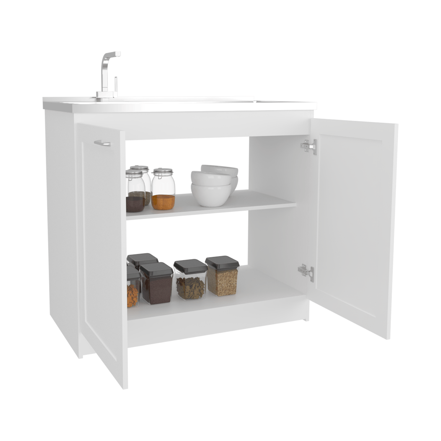 Mueble Inferior De Cocina Zurich 88X98X52 Rta Blanco Mqz Zf