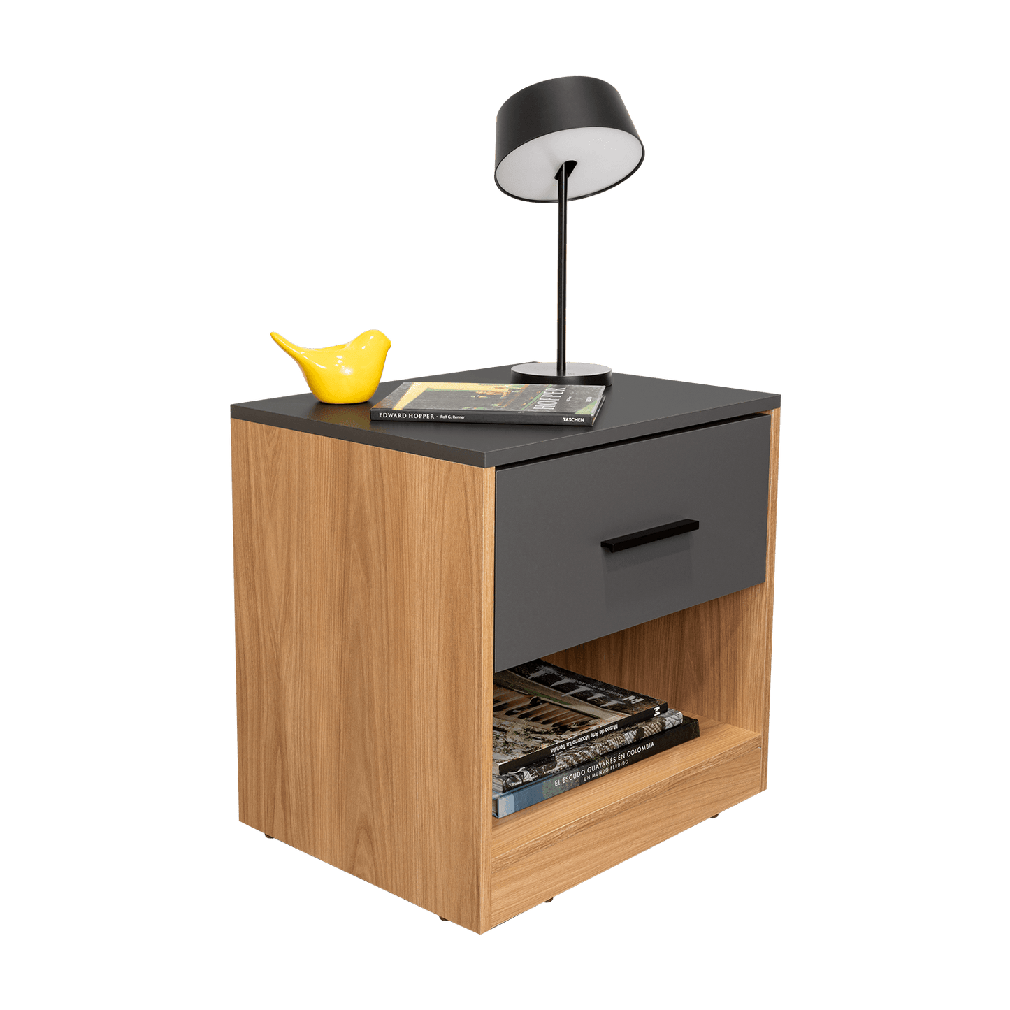 Mesa De Noche Alder 50X50X40 1C Rta Plomo Fresno