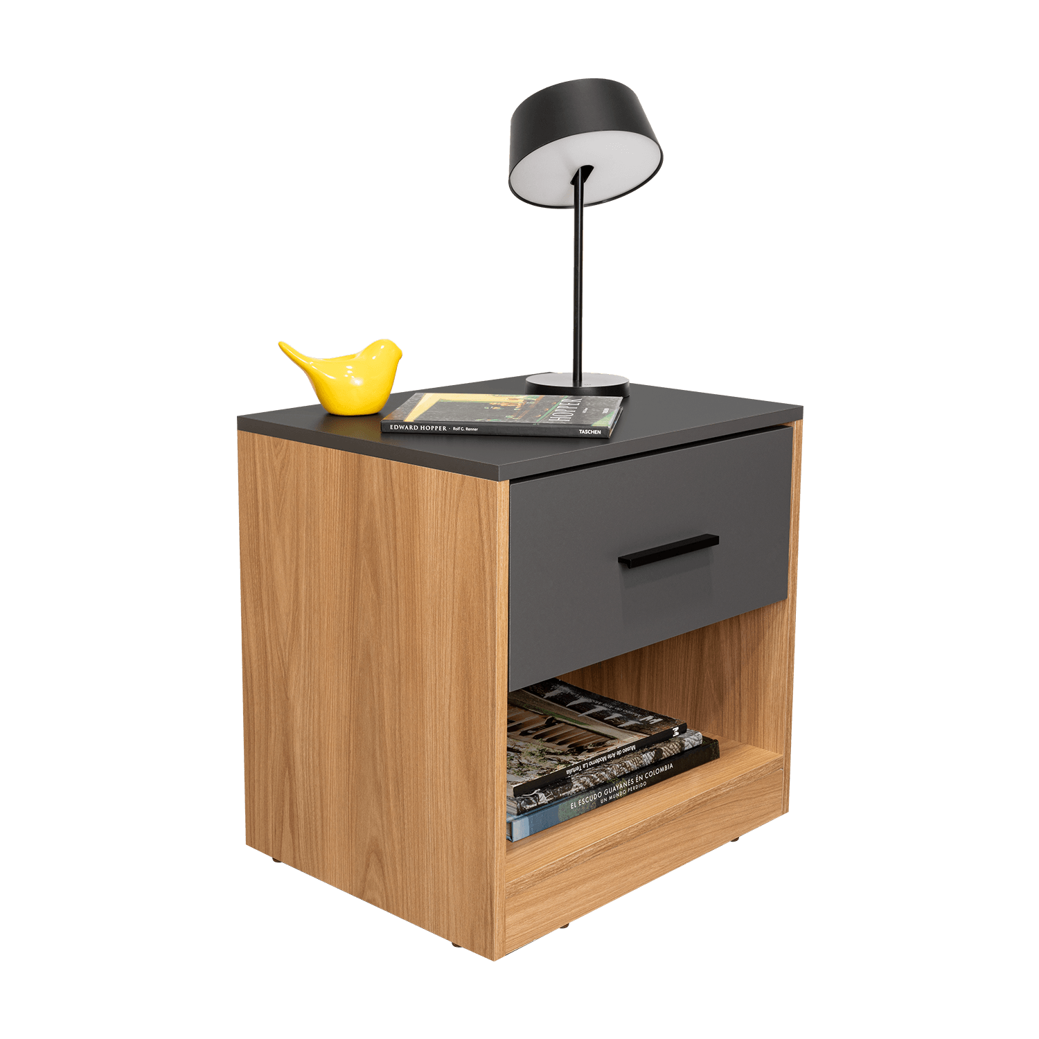 Mesa De Noche Alder 50X50X40 1C Rta Plomo Fresno