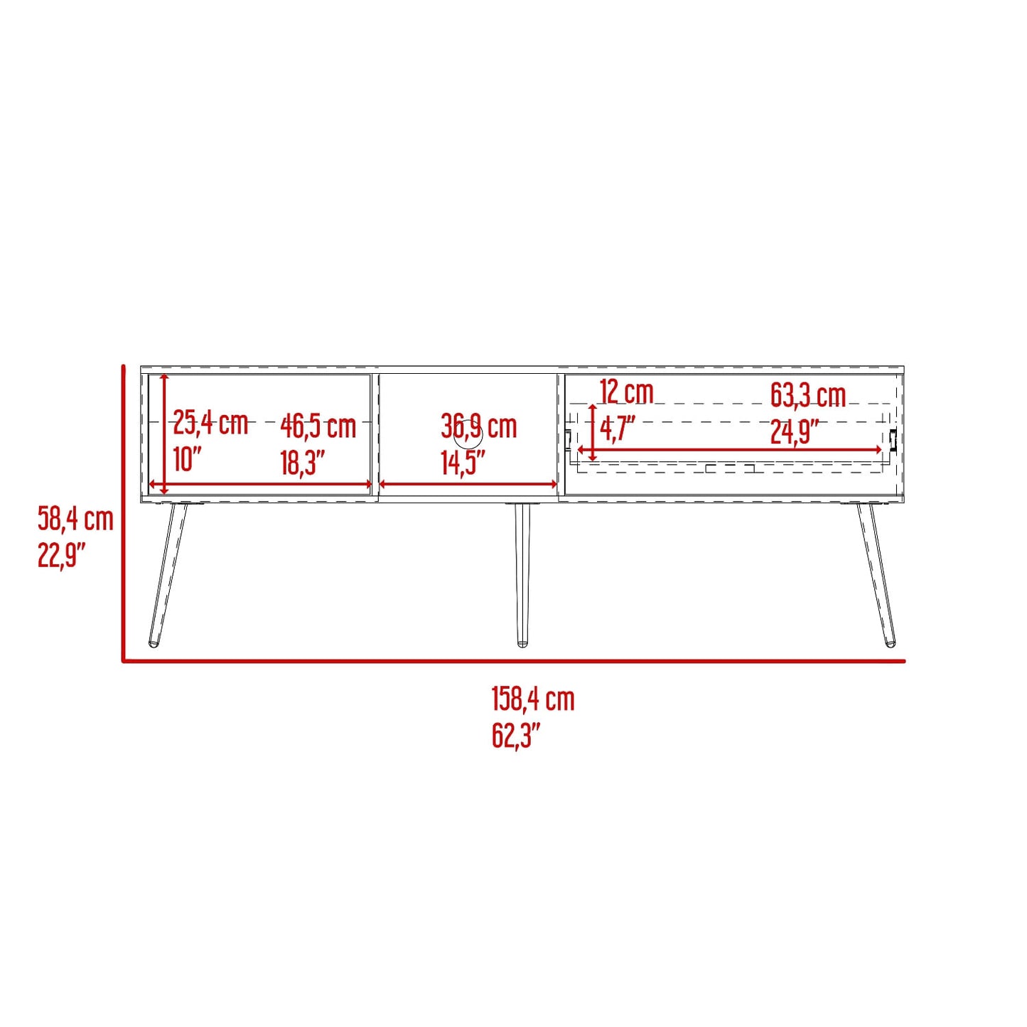 Mesa De Tv 70" Zurich 58X158X35 Rta Milan Plomo
