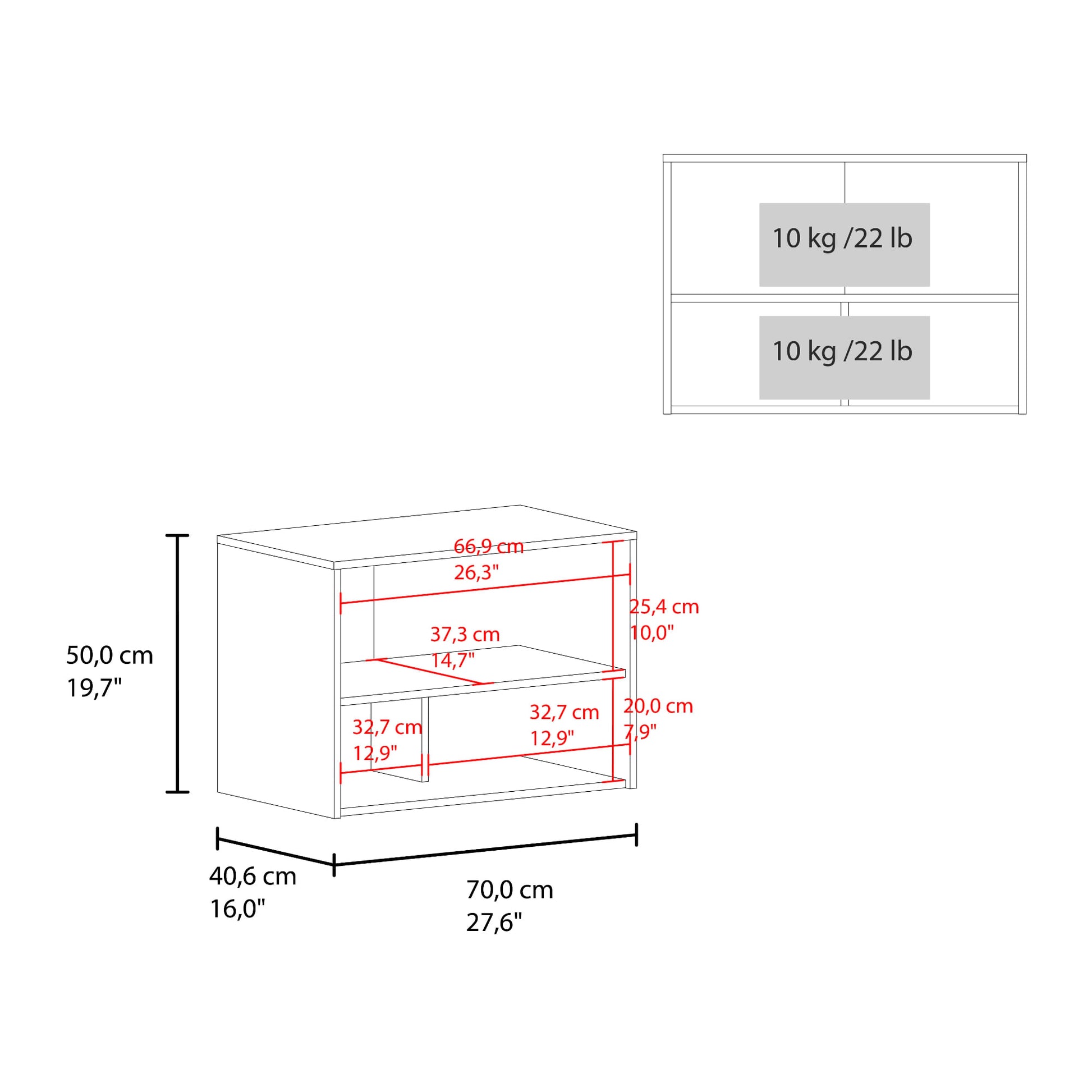 Gabinete De Pared 50X70X40 Rta Blanco Zf
