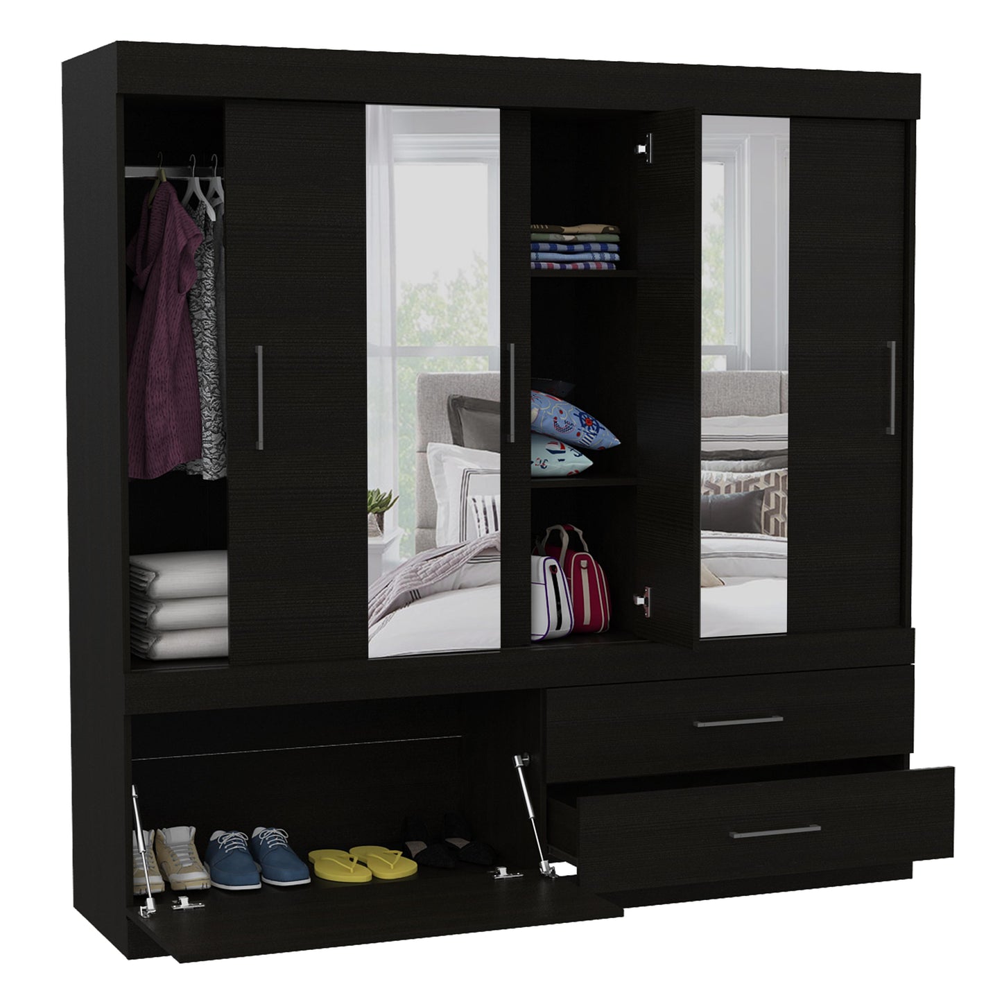 Closet Portofino 180 X 180 X 48 C/Espejo Rta Wengue