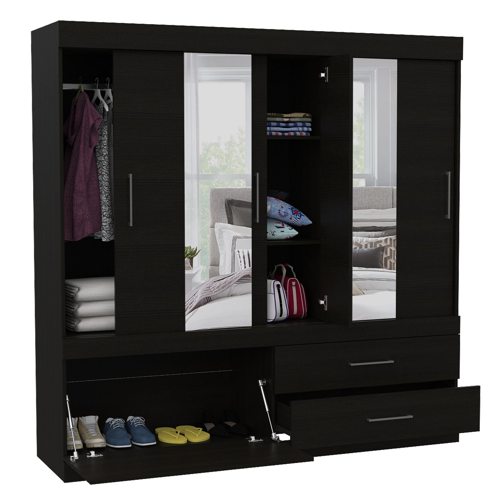 Closet Portofino 180 X 180 X 48 C/Espejo Rta Wengue