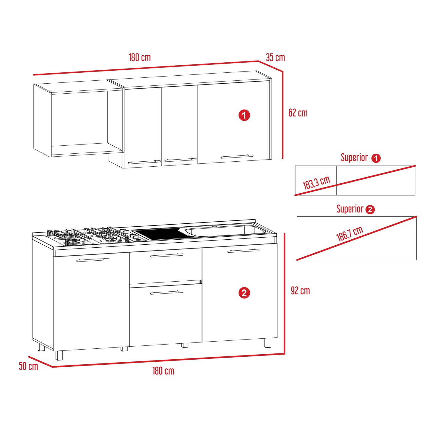 Cocina 180 Atalanta Rta Duna + Blanco