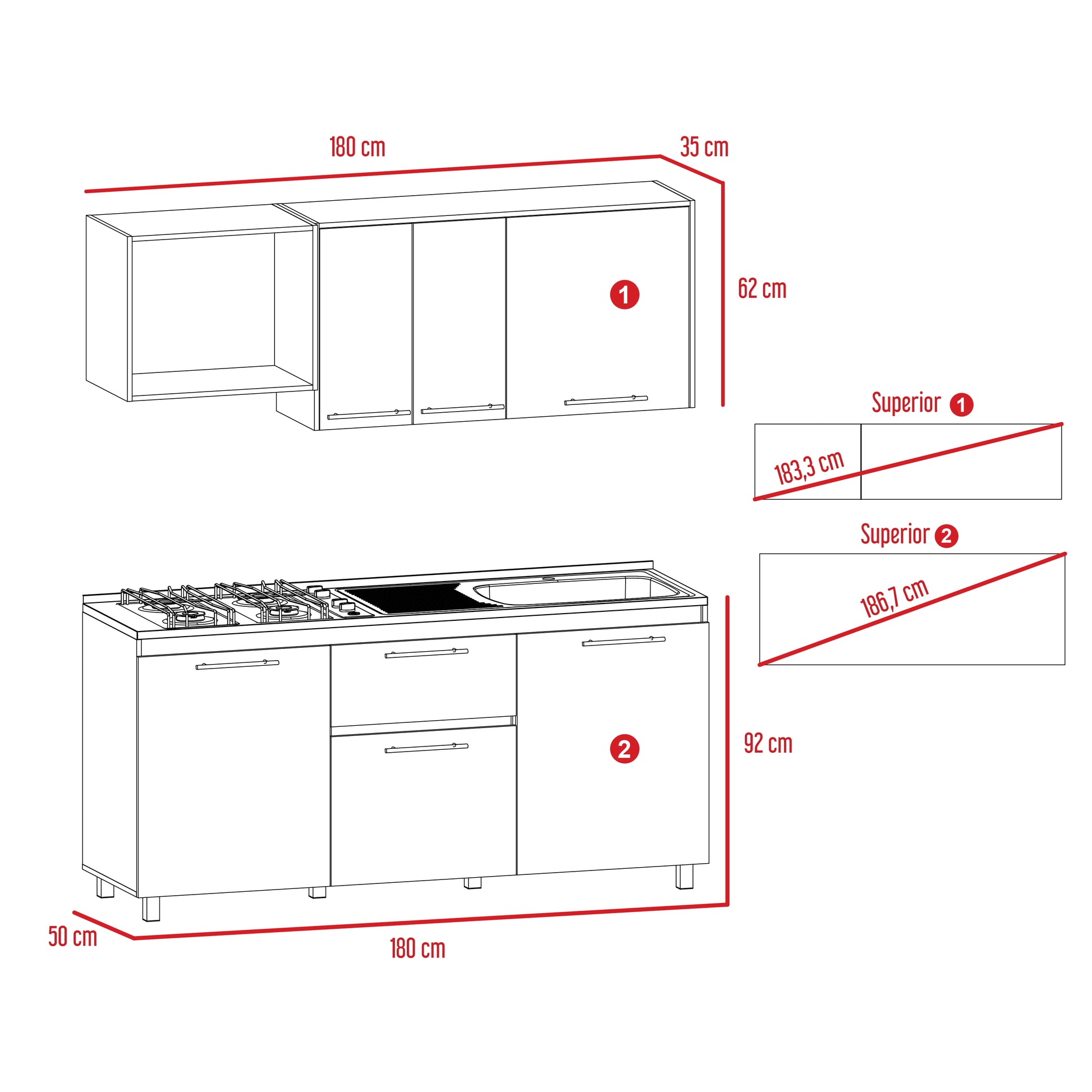 Cocina 180 Atalanta Rta Duna + Blanco