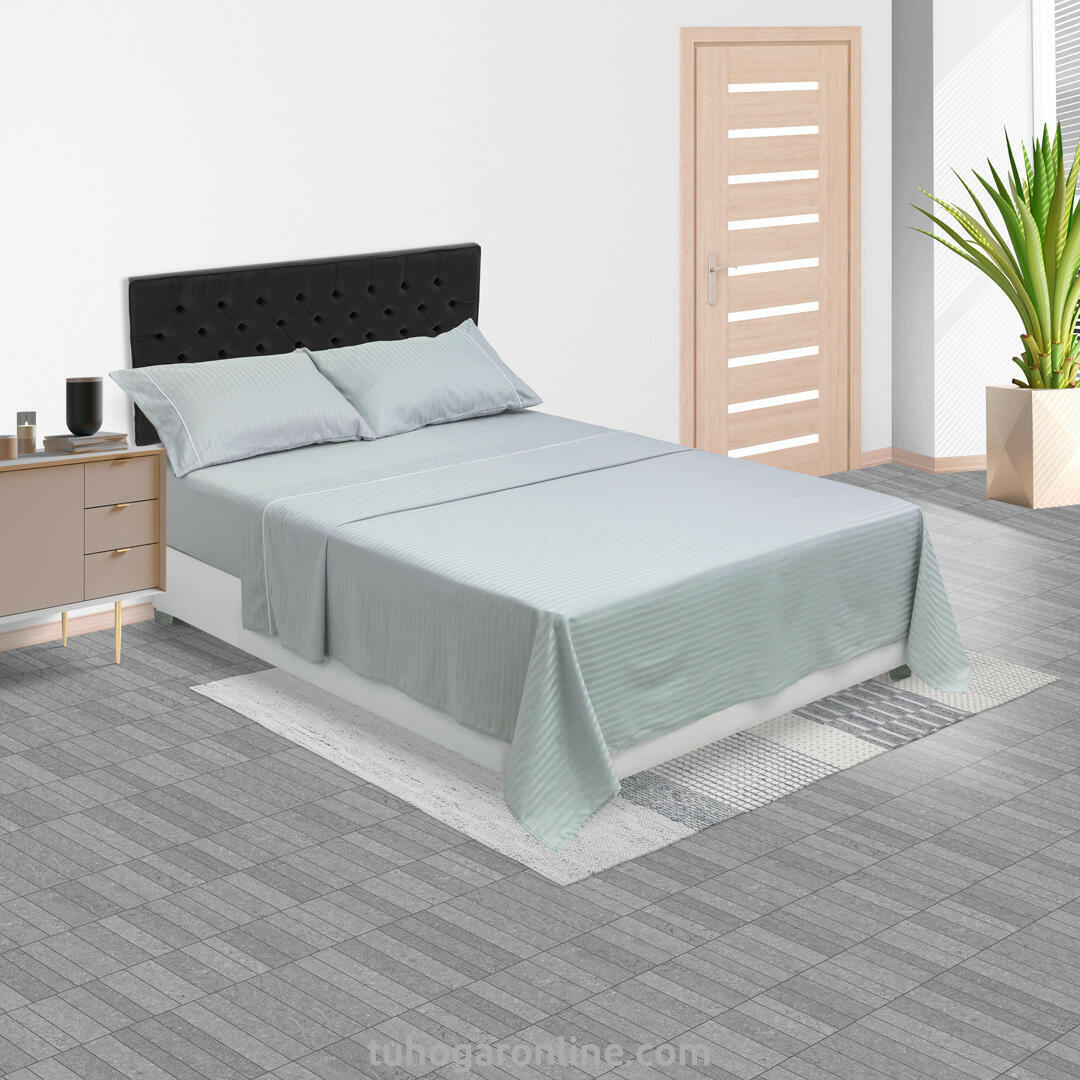 Juego De Sabanas Para Cama 2X2 800 Hilos Satinada Gris
